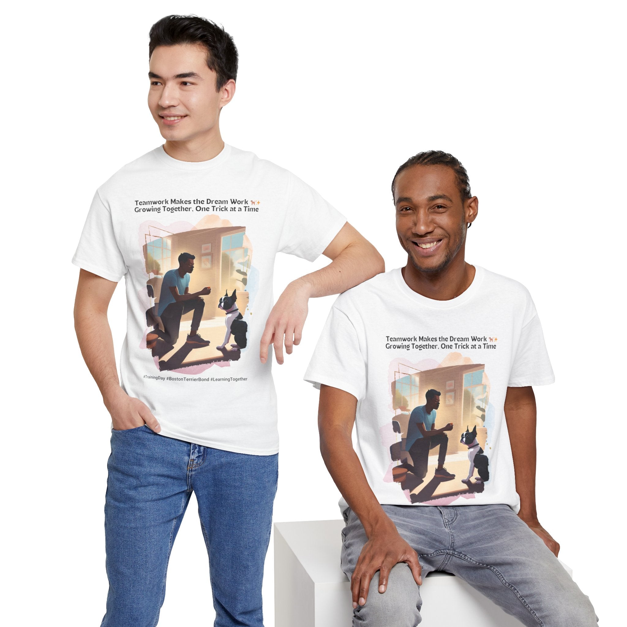 Men's - Learning Together: Boston Terrier Training T-Shirt