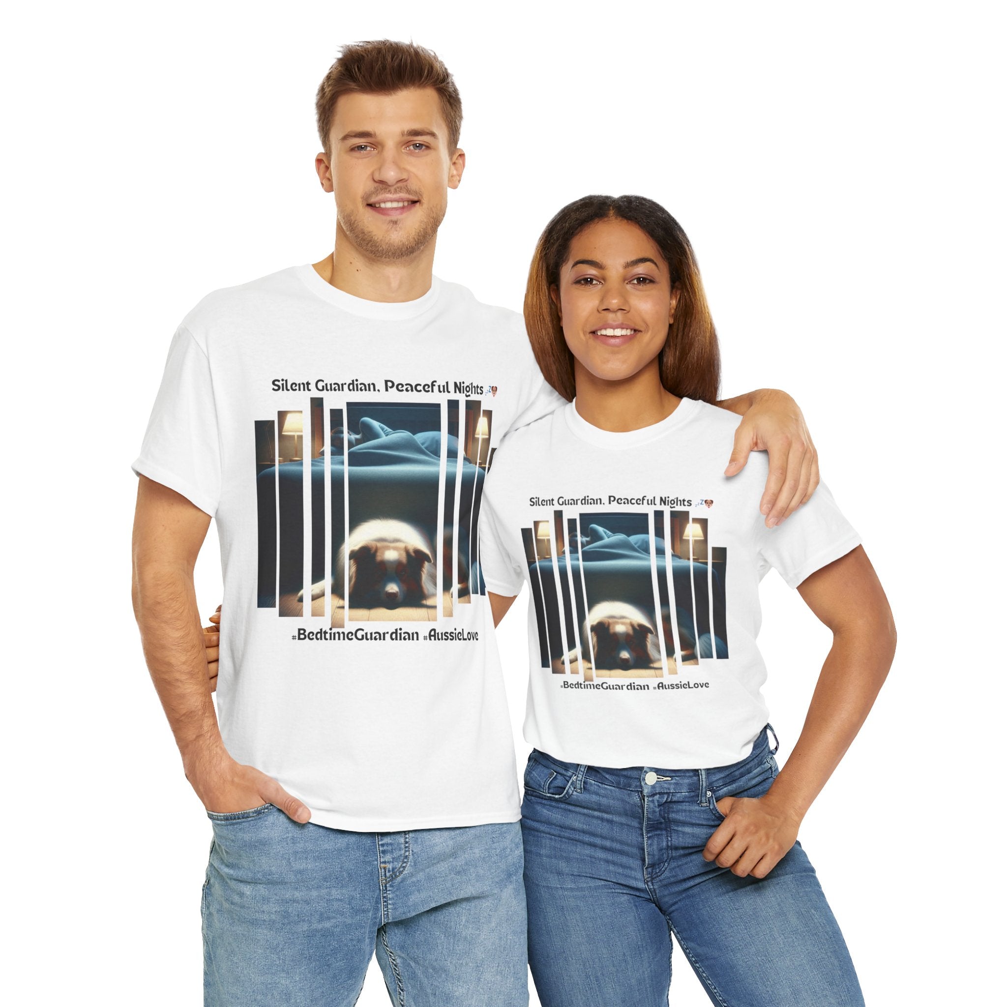 Unisex “Silent Guardian, Peaceful Nights” Australian Shepherd T‑Shirt – Night Watch Gift, Quiet Companion Tee