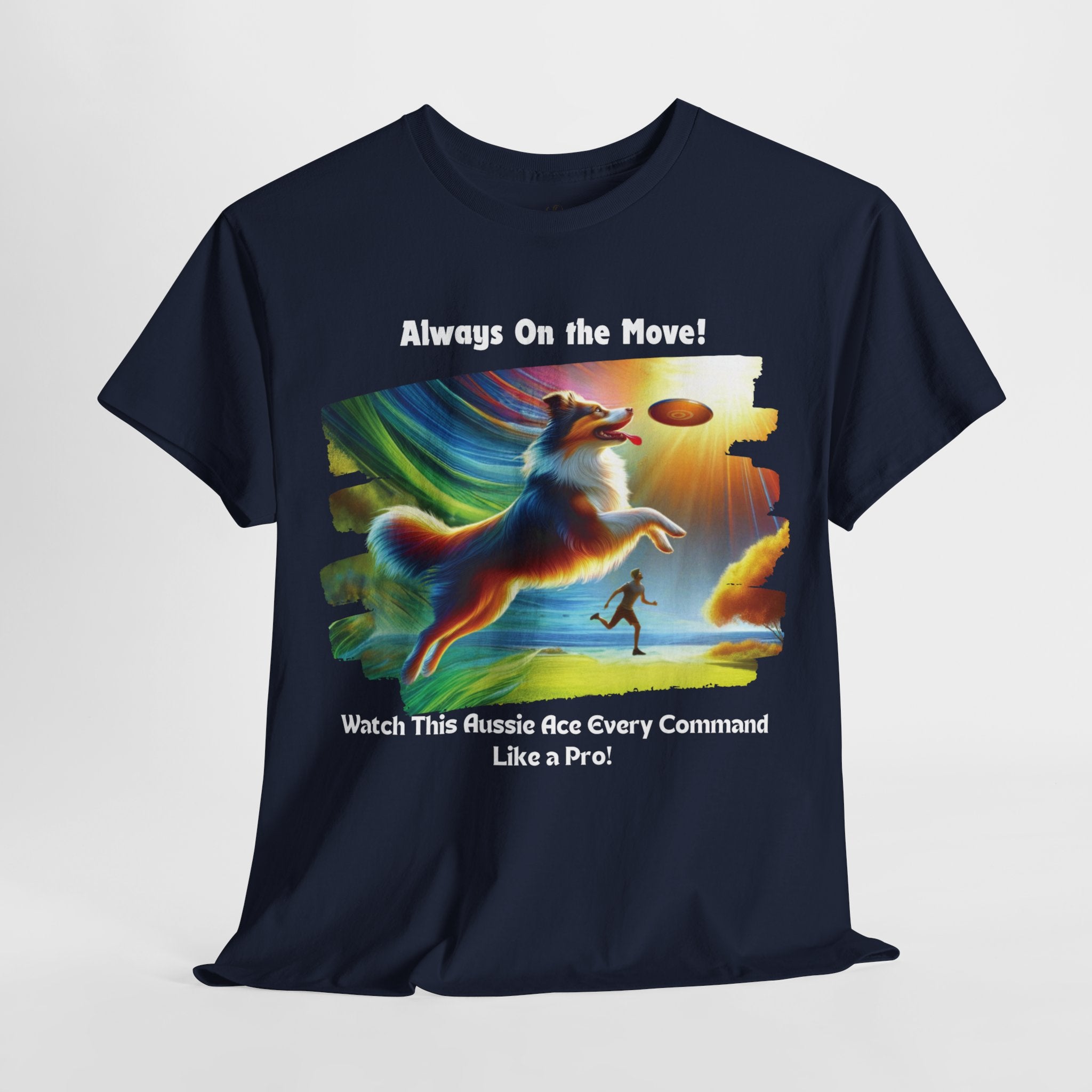 Men’s “Aussie Athlete: Always On the Move” T‑Shirt – Active Pup Dad Gift