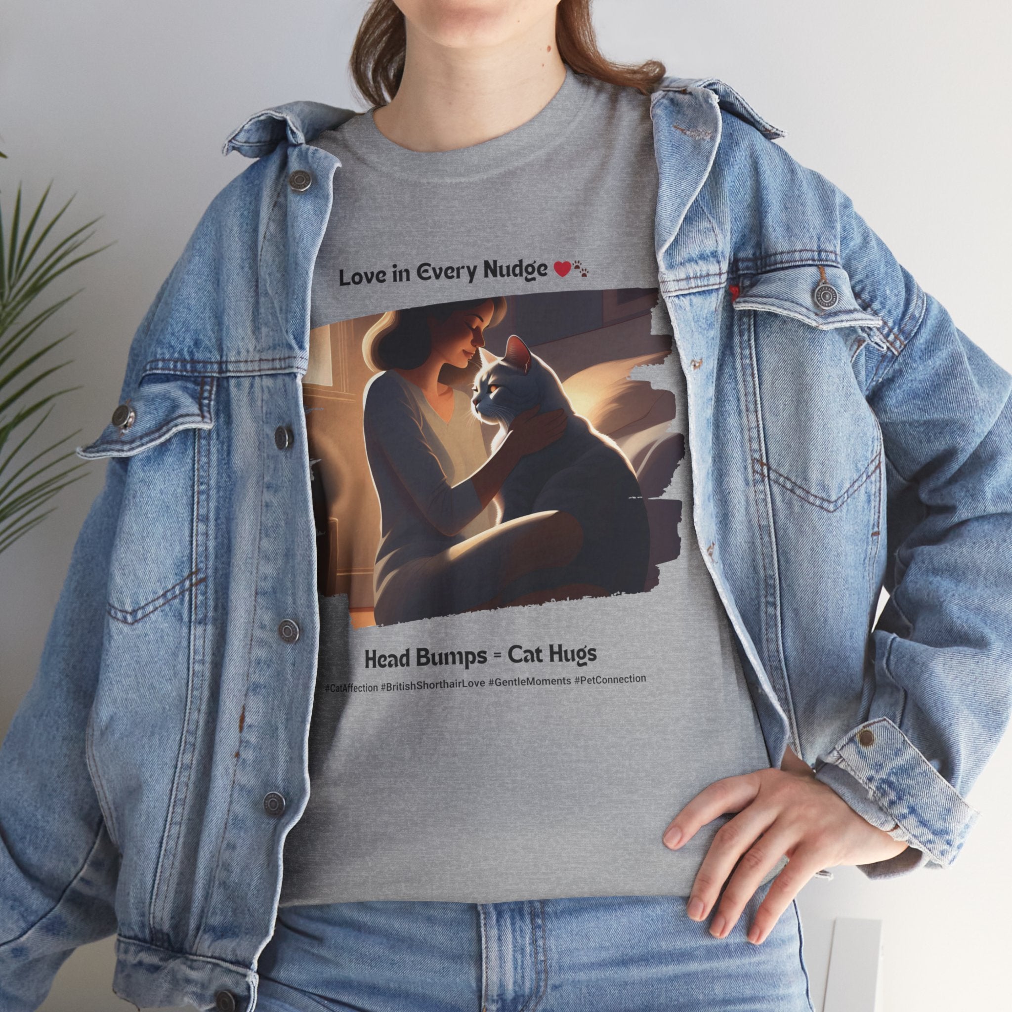 Women’s “Head Bumps = Cat Hugs” British Shorthair T‑Shirt – Affectionate Kitty Mom Gift