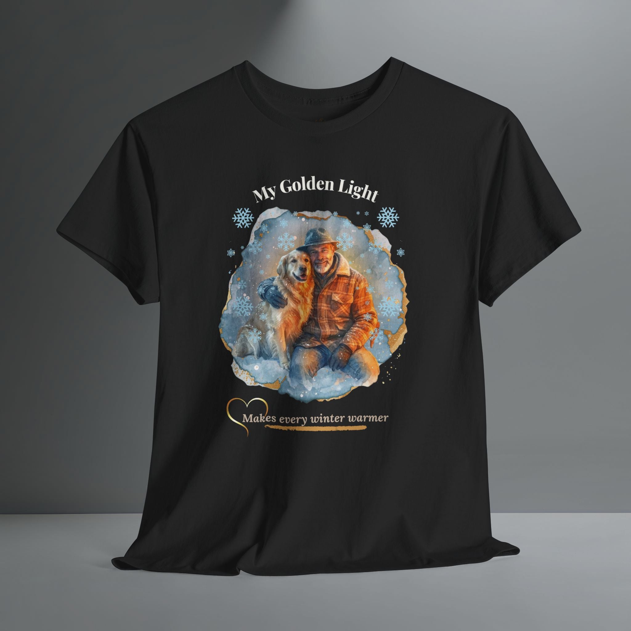 Unisex Personalized T-Shirt – My Golden Light: Custom Golden Retriever Watercolor Winter Portrait