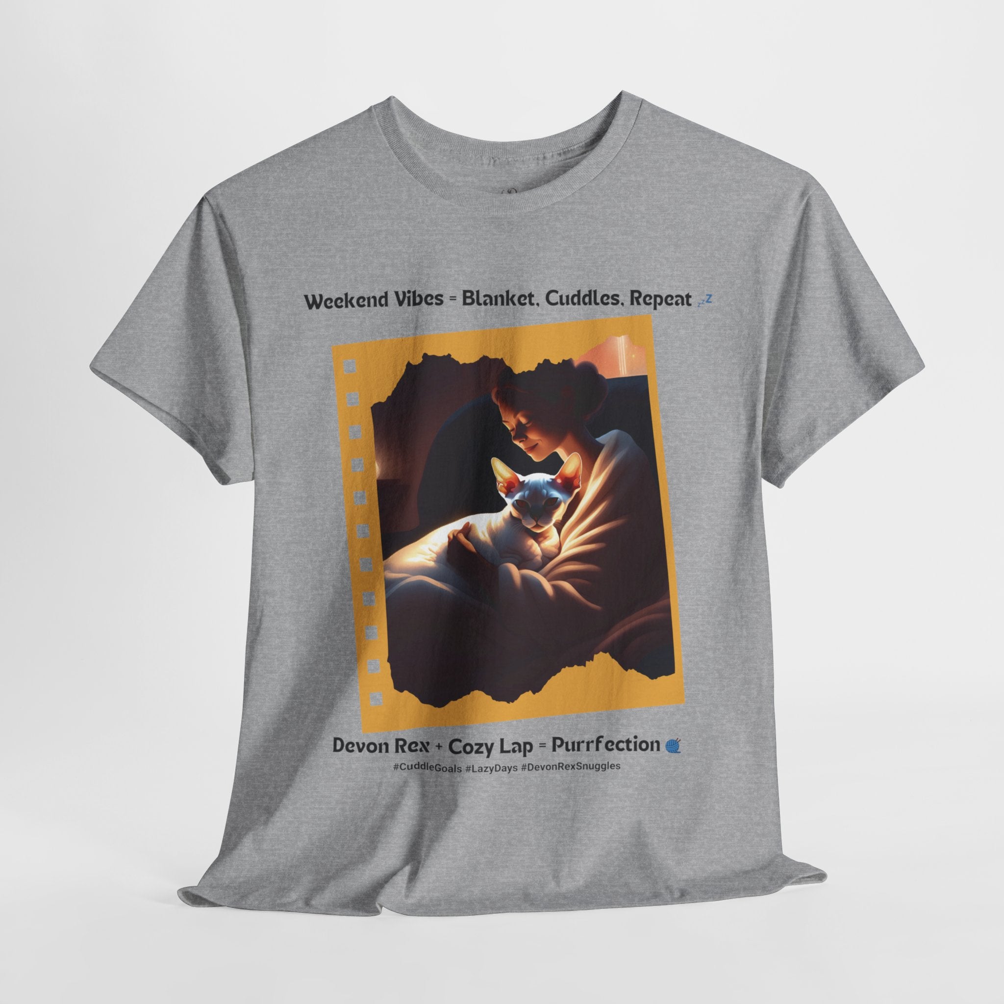 Women’s “Weekend Vibes” Devon Rex T‑Shirt – Cozy Cat Mom Gift