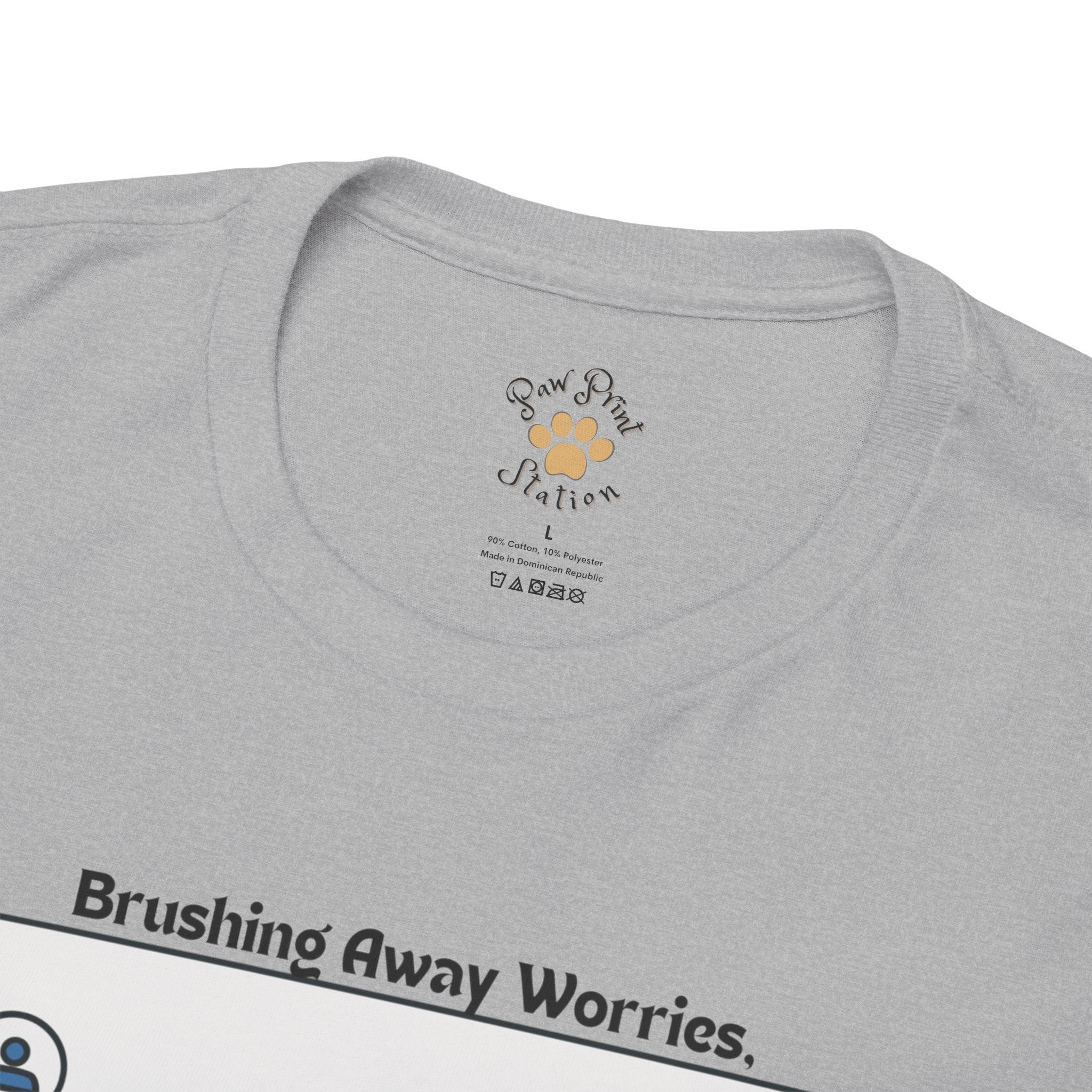 Men’s “Brushing Away Worries” Maine Coon T‑Shirt – Relaxation Cat Dad Gift