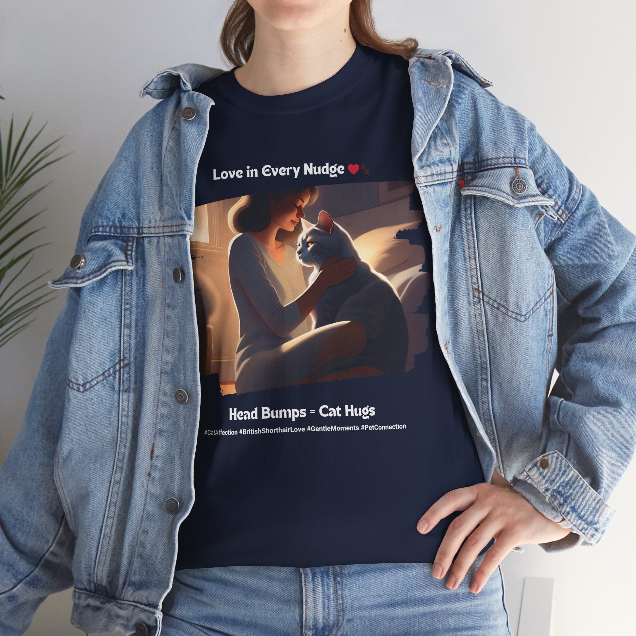 Women’s “Head Bumps = Cat Hugs” British Shorthair T‑Shirt – Affectionate Kitty Mom Gift