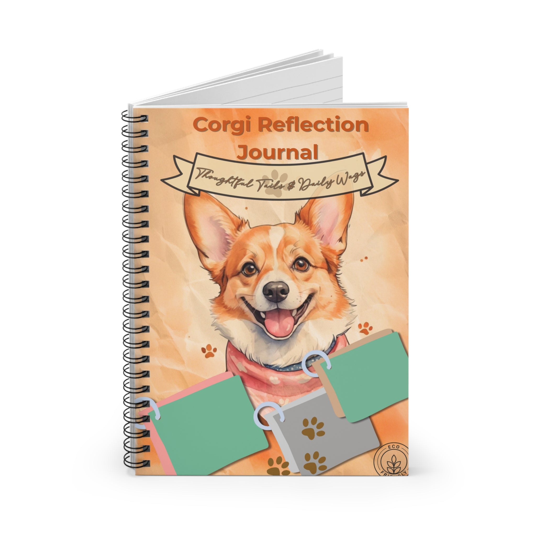 Corgi Reflection Spiral Notebook - Thoughtful Notes for Dog Lovers, Pet Journal, Cute Corgi Gift, Stationery, Dog Owner Memoir