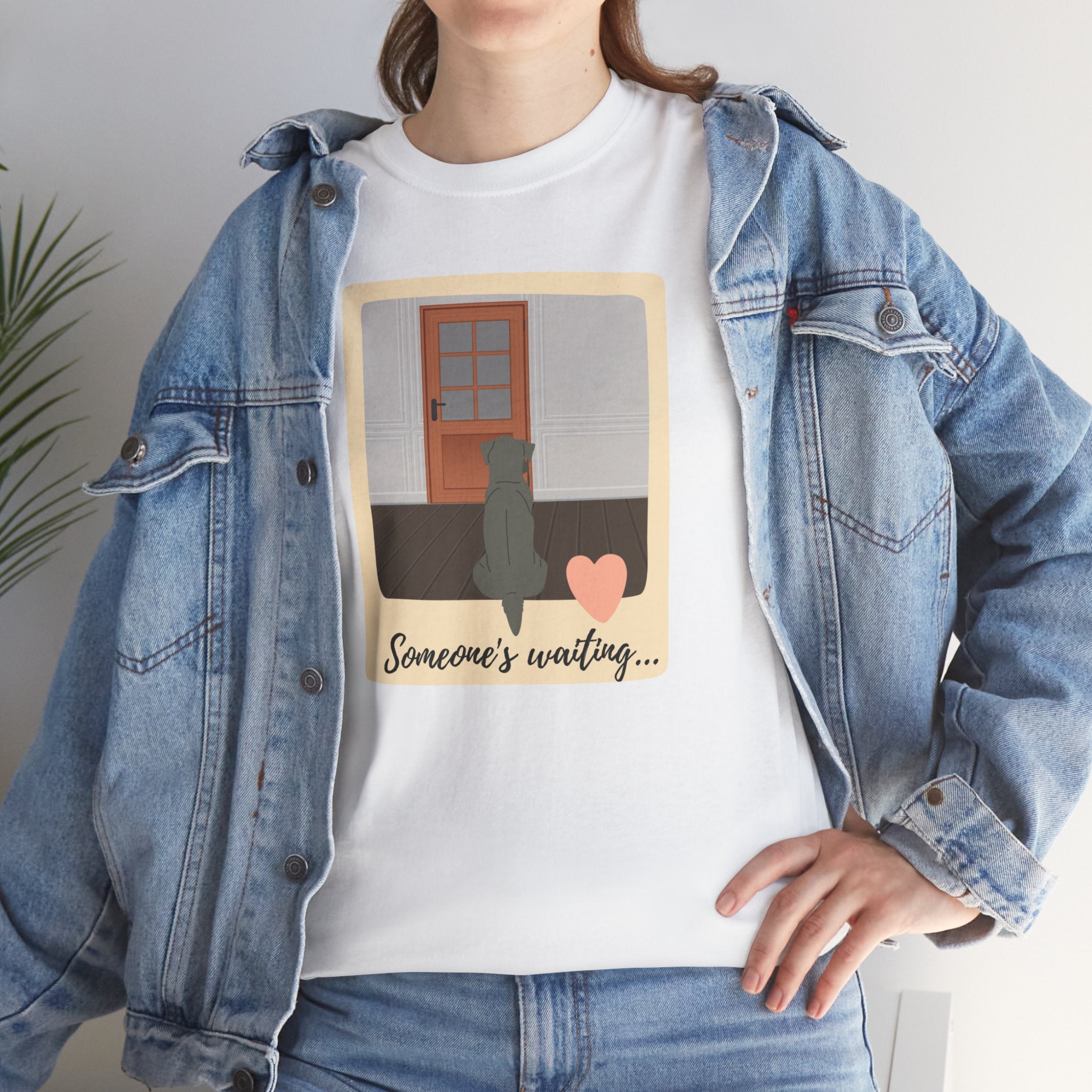 Unisex “Patiently Waiting” Dog T-Shirt – Door-Sitter Pup, Dog Lover Gift