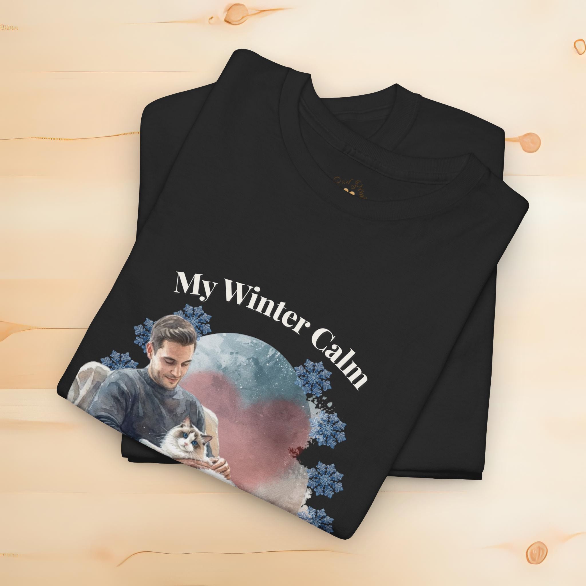 Unisex Personalized T-Shirt – My Winter Calm: Custom Ragdoll Watercolor Winter Portrait