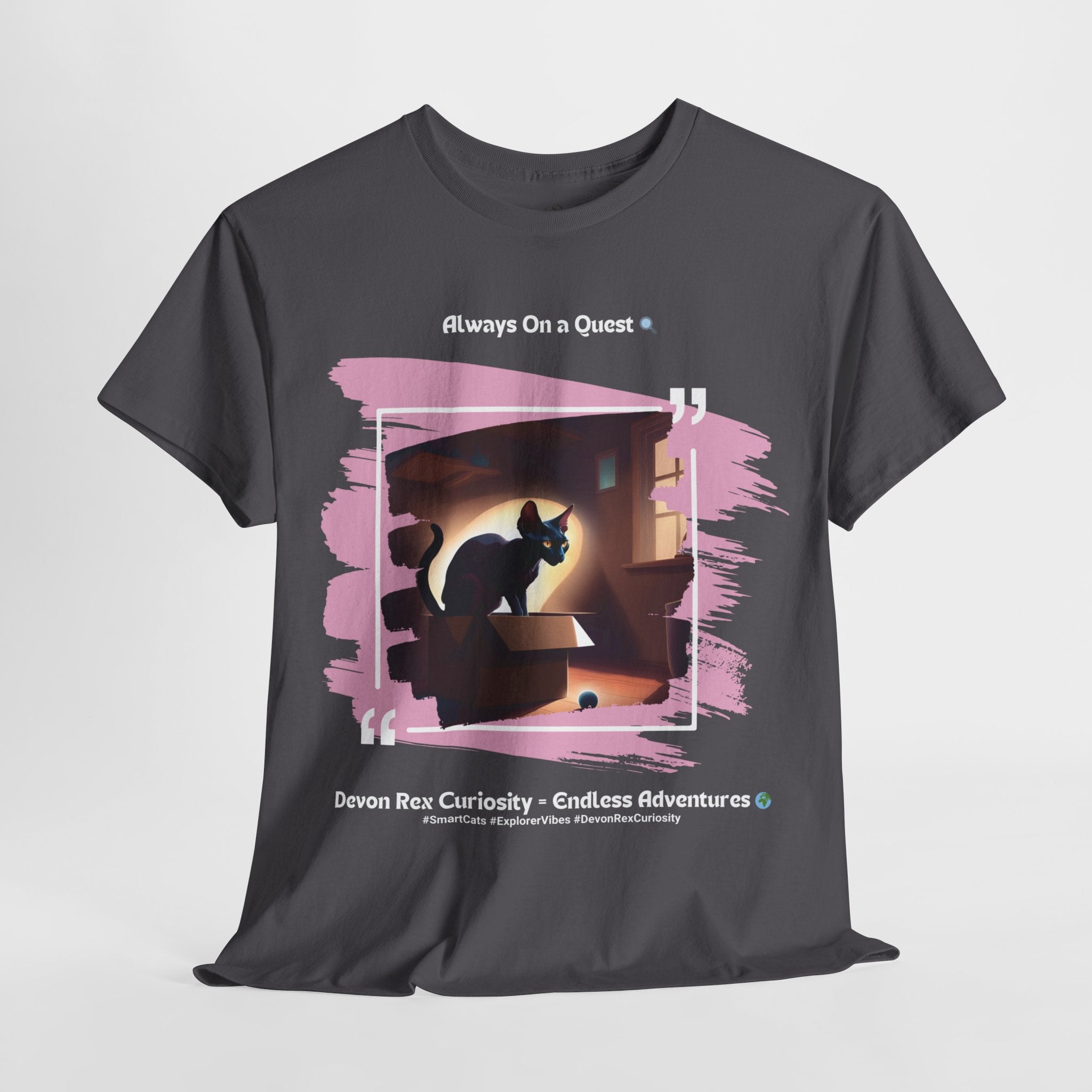 Unisex “Always On a Quest” Devon Rex T‑Shirt – Curious Kitty Gift