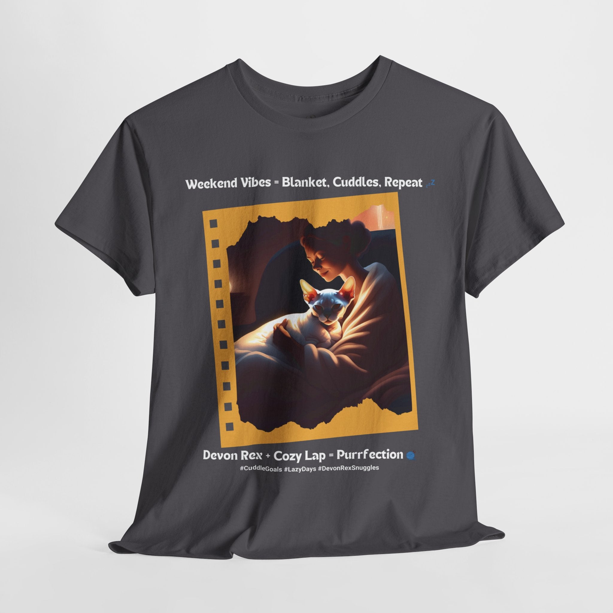 Women’s “Weekend Vibes” Devon Rex T‑Shirt – Cozy Cat Mom Gift