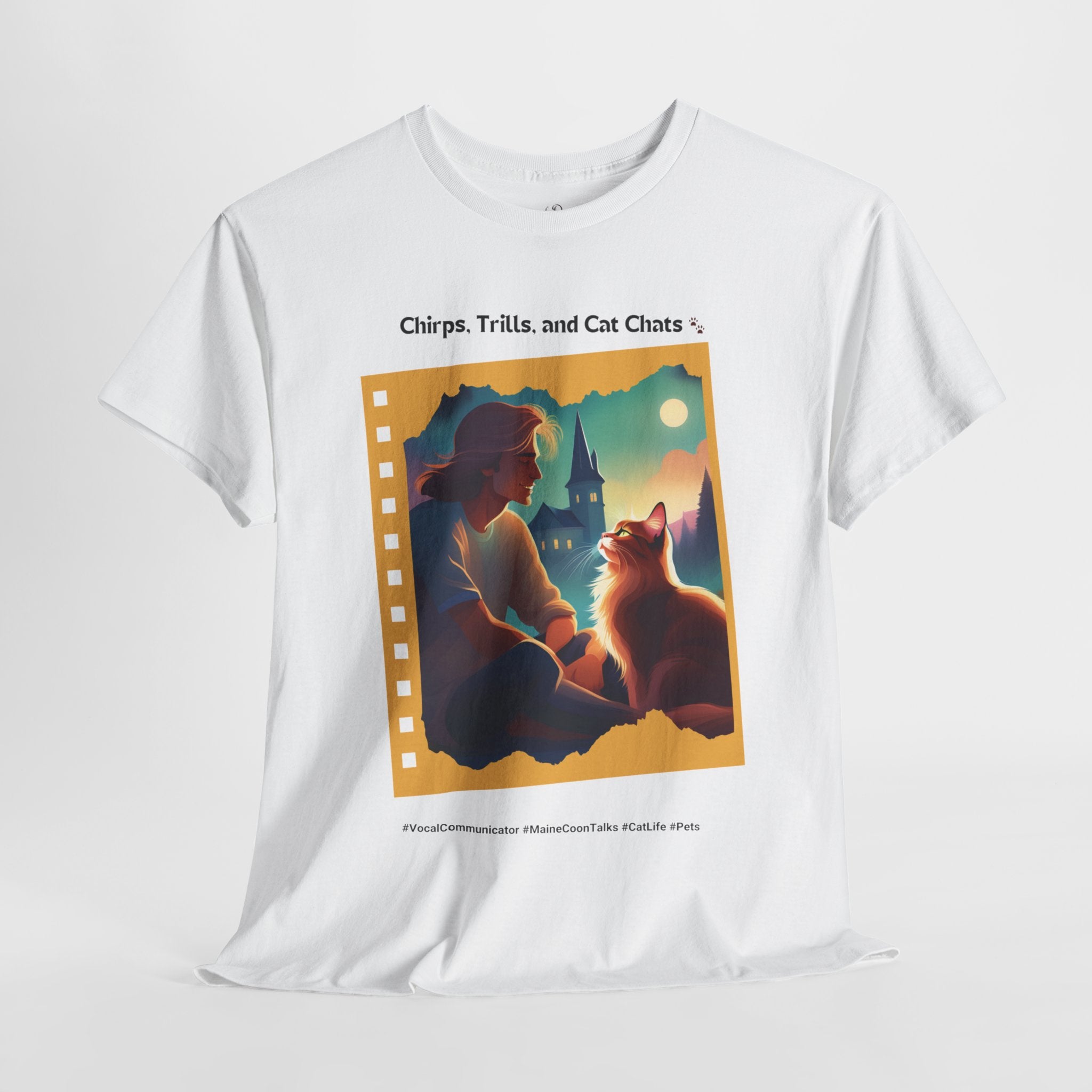 Men’s “Chirps, Trills & Cat Chats” Maine Coon T‑Shirt – Vocal Cat Dad Gift