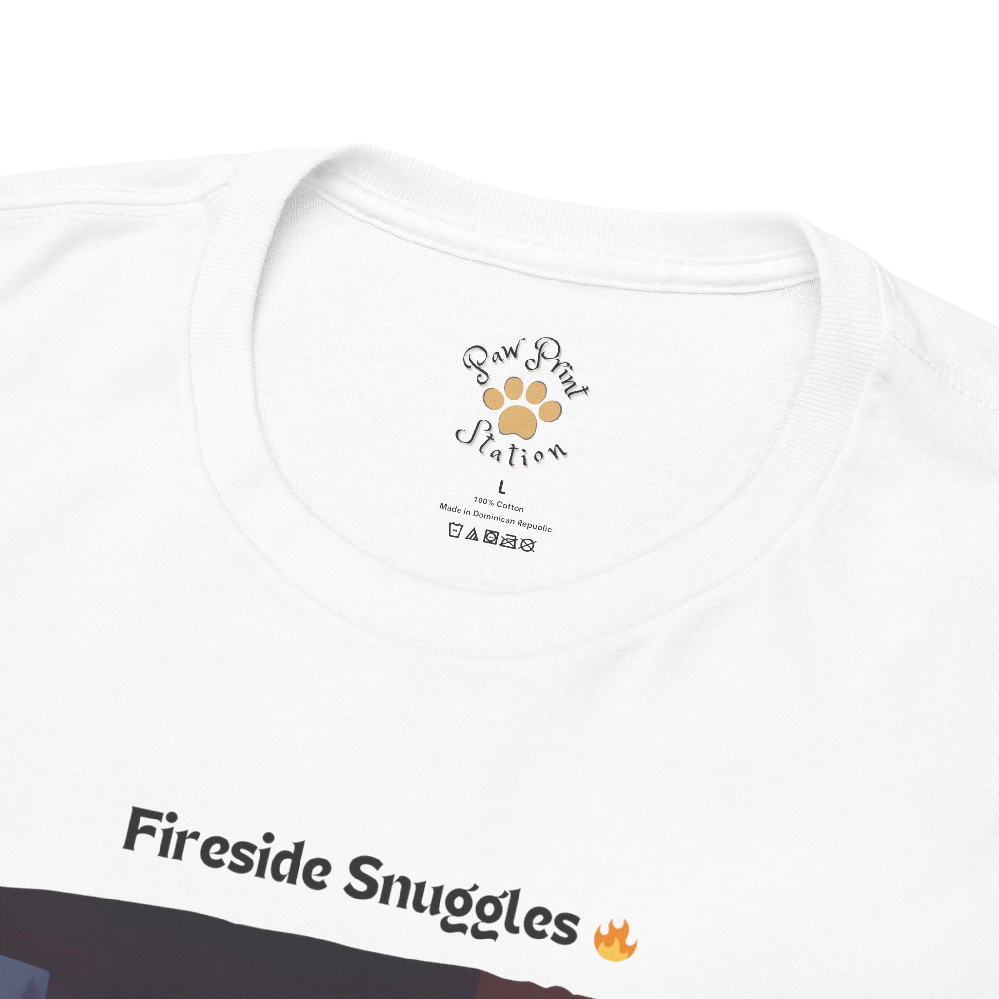 Men’s “Fireside Snuggles with Devon Rex” T‑Shirt – Cozy Cat Dad Gift