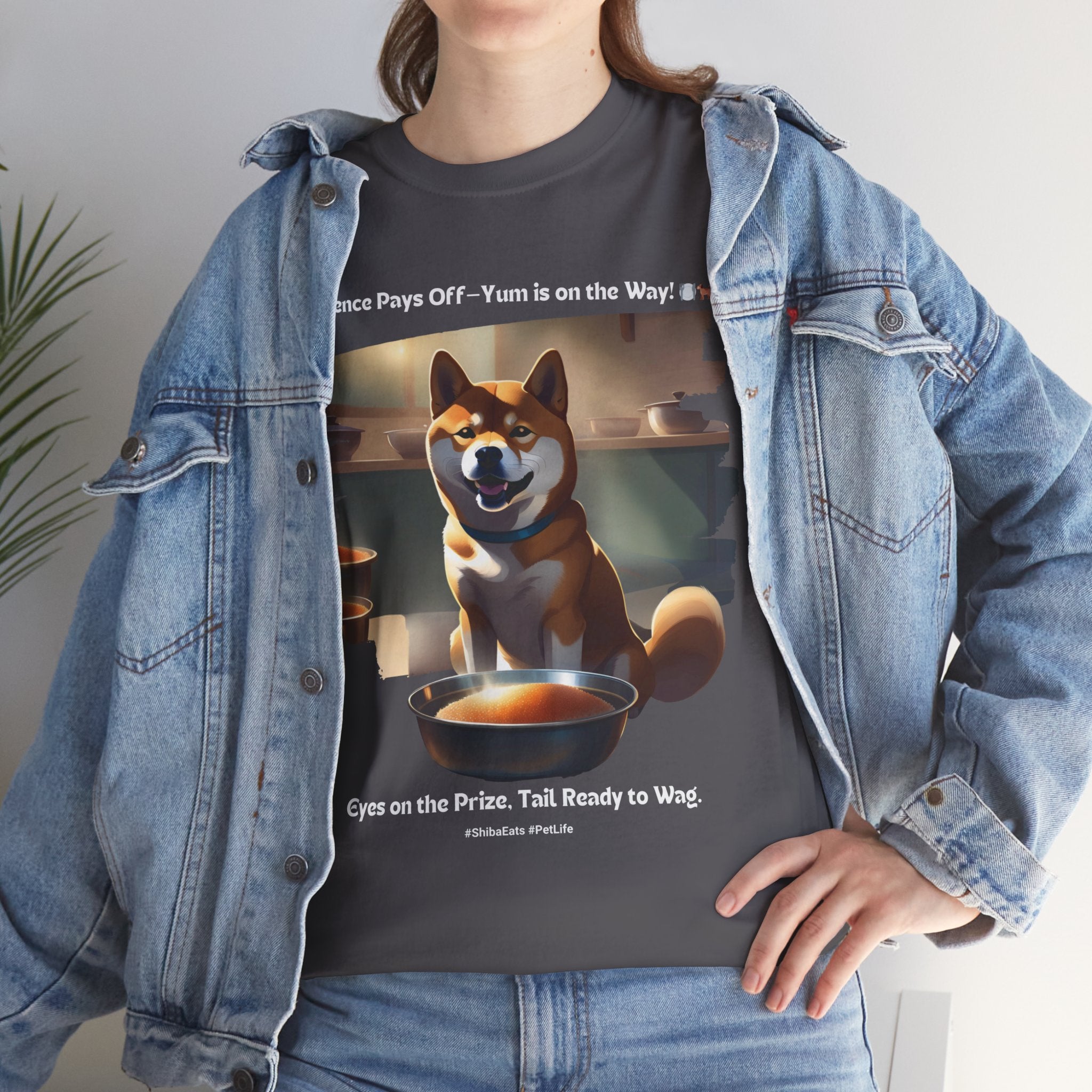 Unisex “Patience Pays Off: Shiba Inu Treats” T‑Shirt – Good Pup Reward Gift