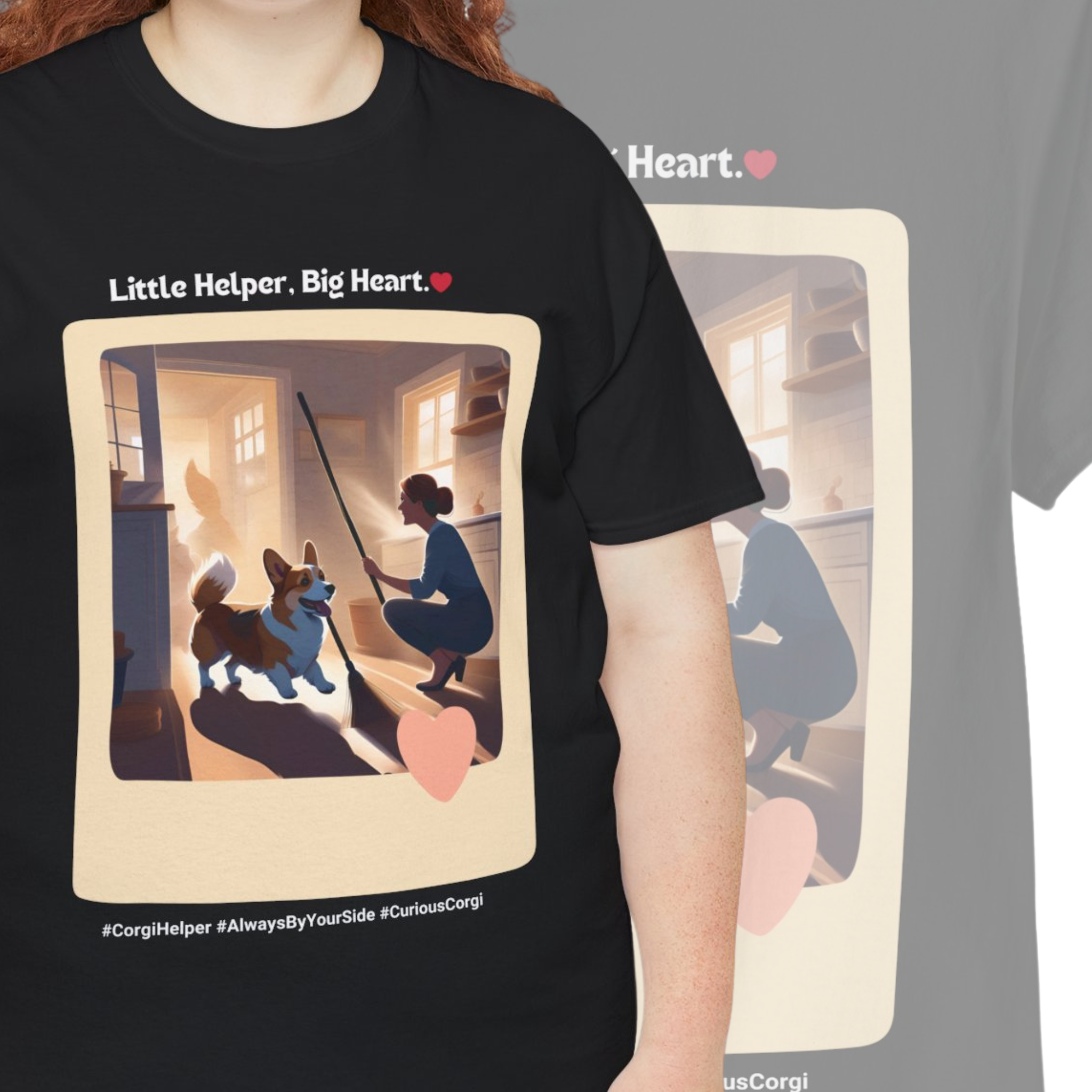Women’s “Little Helper, Big Heart” Corgi T-Shirt – Sweet Pup Tee, Dog Mom Gift