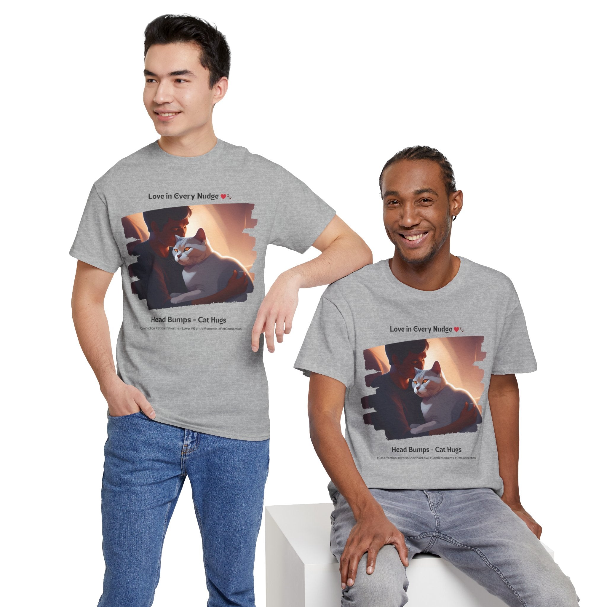 Men’s “Head Bumps = Cat Hugs” British Shorthair T‑Shirt – Affectionate Kitty Dad Gift