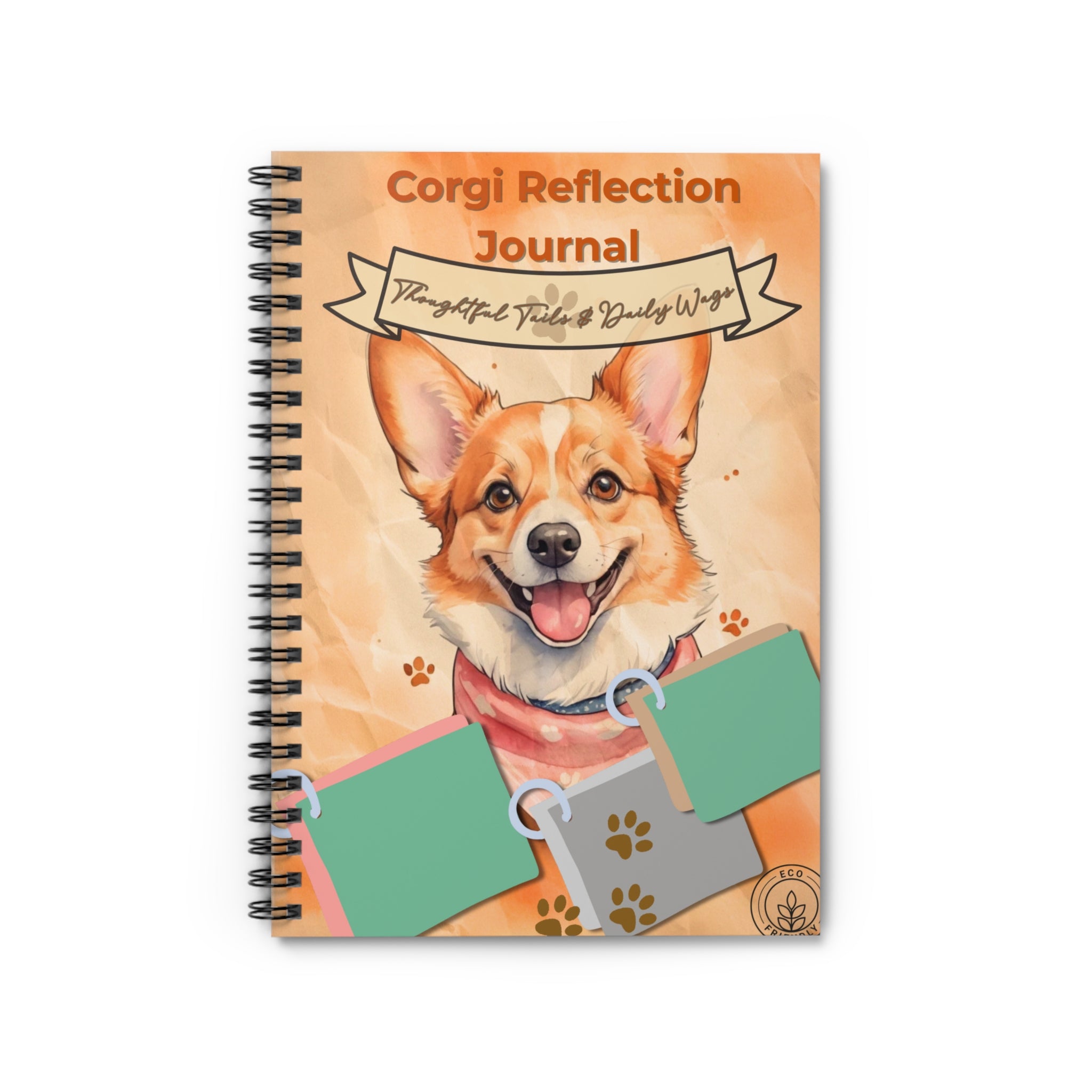 Corgi Reflection Spiral Notebook - Thoughtful Notes for Dog Lovers, Pet Journal, Cute Corgi Gift, Stationery, Dog Owner Memoir