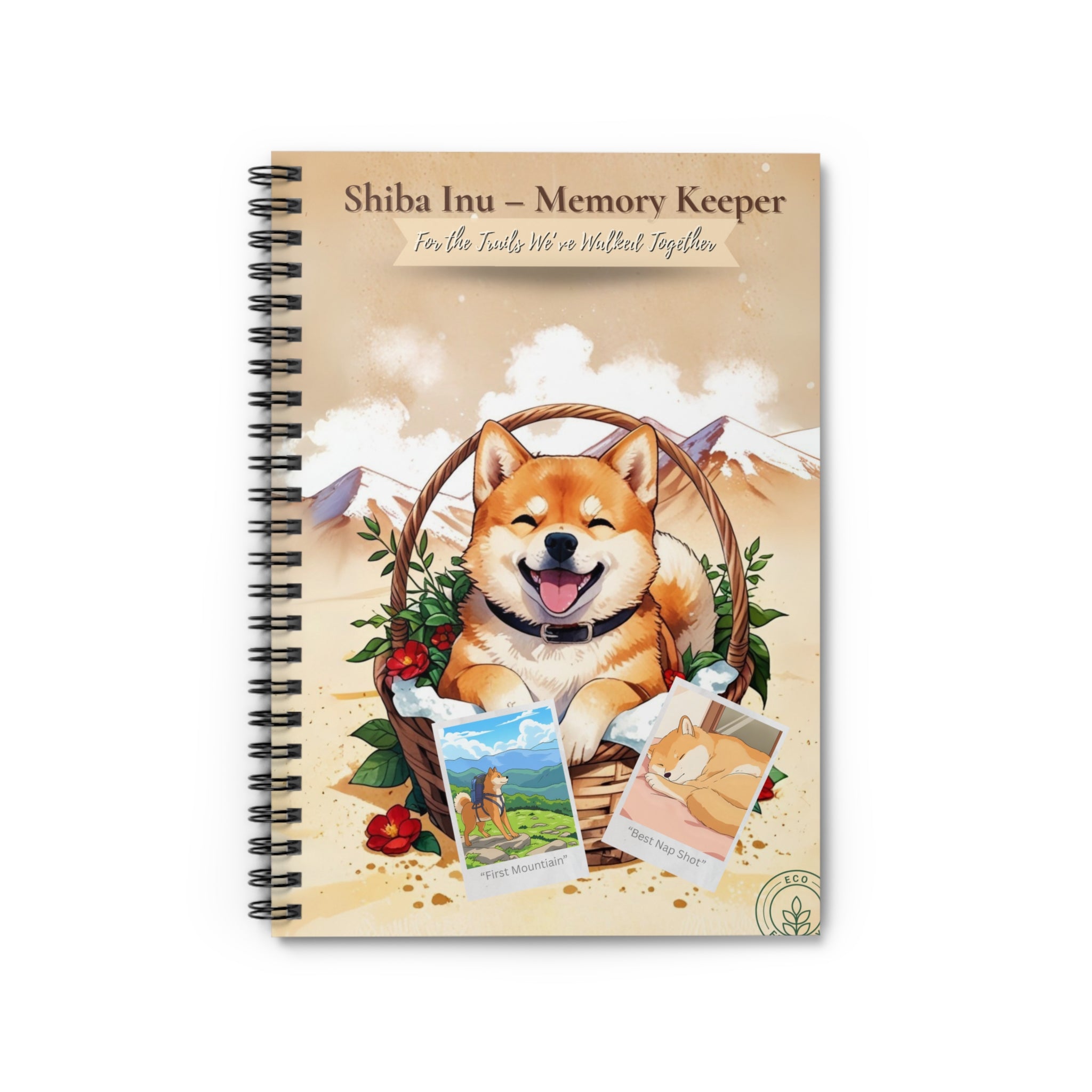 Shiba Inu Spiral Notebook – Polaroid-Style Memory Keeper, Scrapbook for Dog Lovers, Gift for Dog Owners, Journaling, Back to School, Cute Stationery