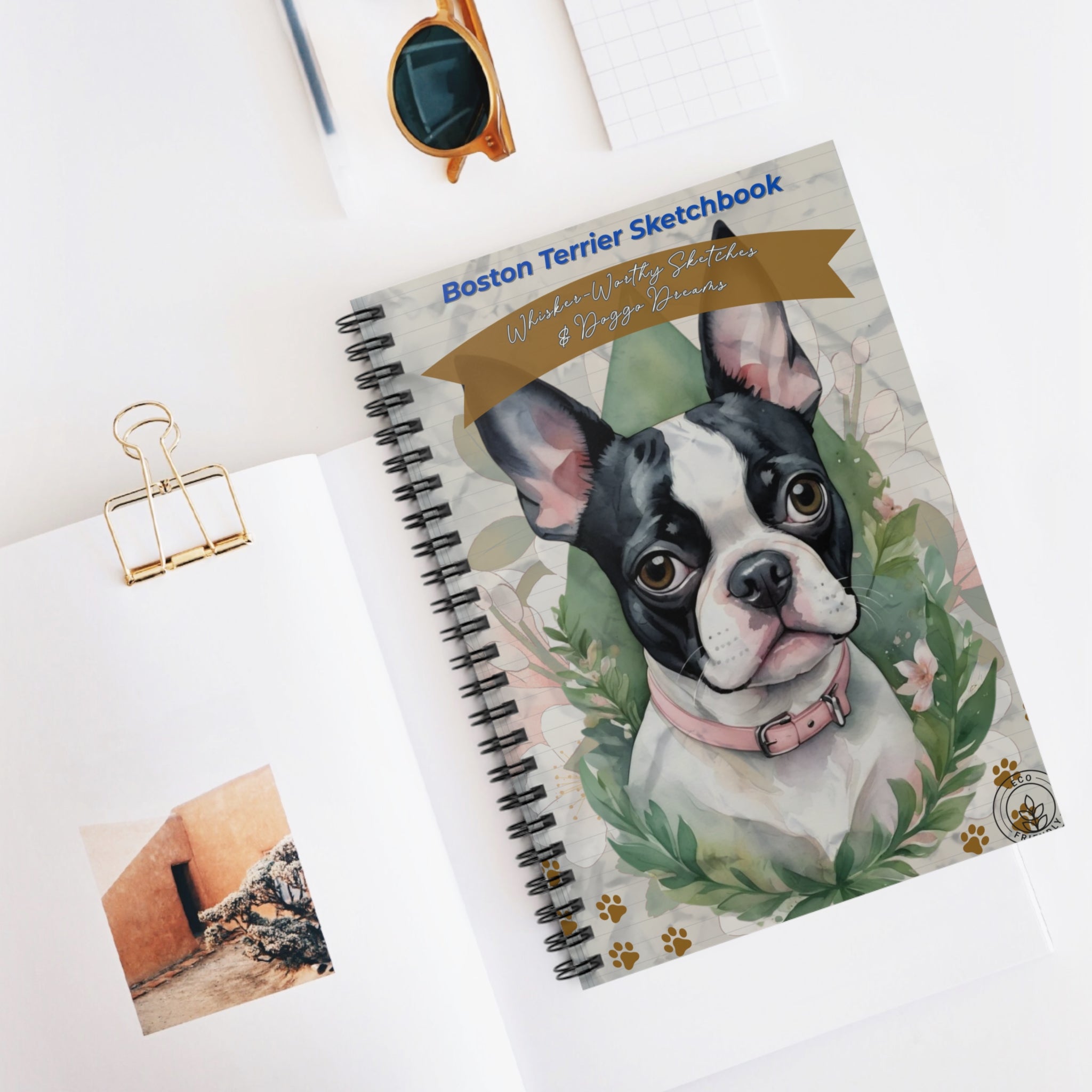 Boston Terrier Sketchbook - Cute Dog Lover's Spiral Notebook, Pet Gift, Animal Art Journal, Stationery for Artists, Creative Gift Idea
