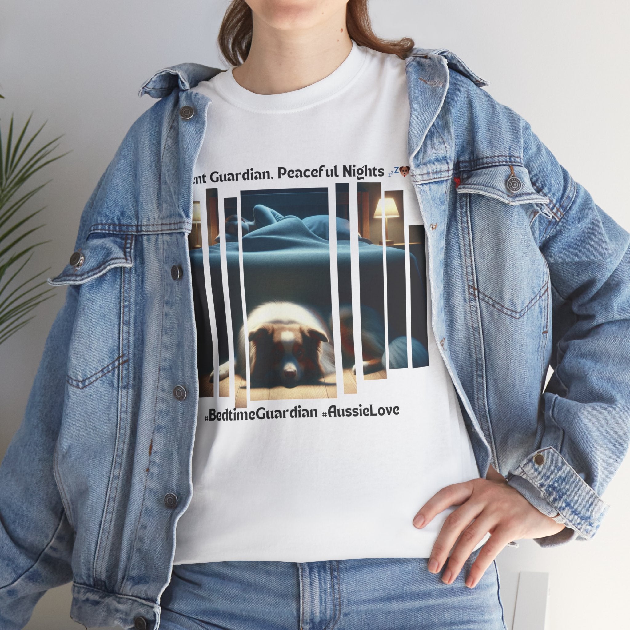 Unisex “Silent Guardian, Peaceful Nights” Australian Shepherd T‑Shirt – Night Watch Gift, Quiet Companion Tee