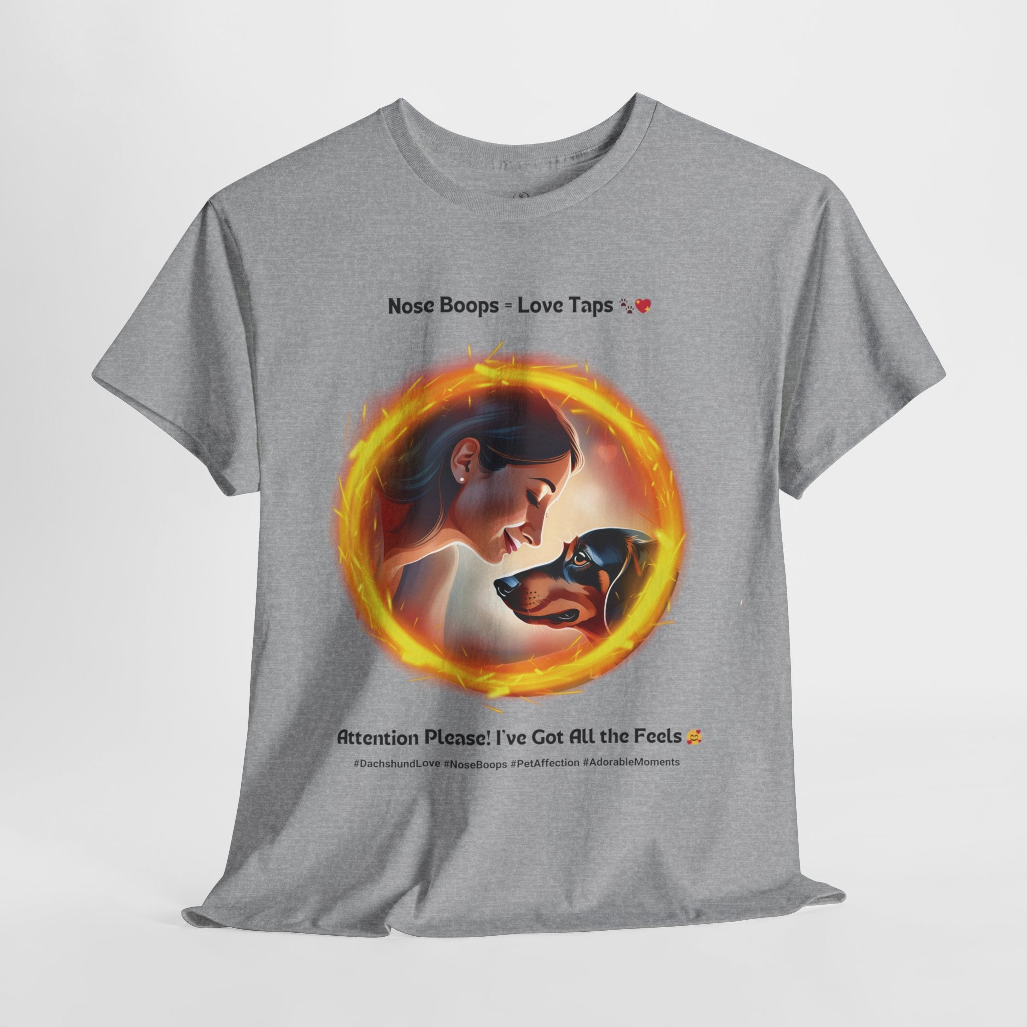 Women’s “Nose Boops = Love Taps” Dachshund T‑Shirt – Affectionate Pup Mom Gift