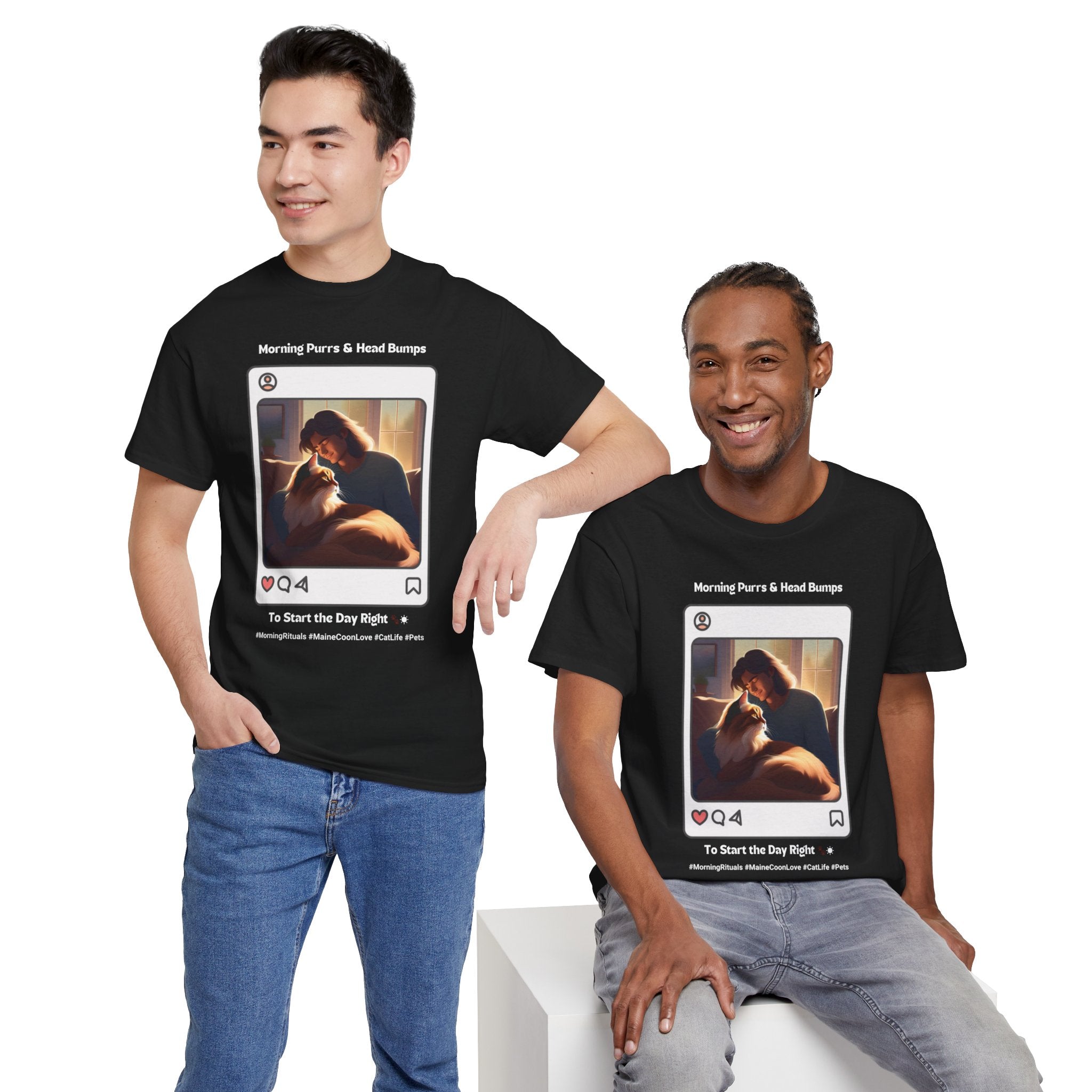 Men's - Morning Purrs & Head Bumps: Start Your Day Right T-Shirt