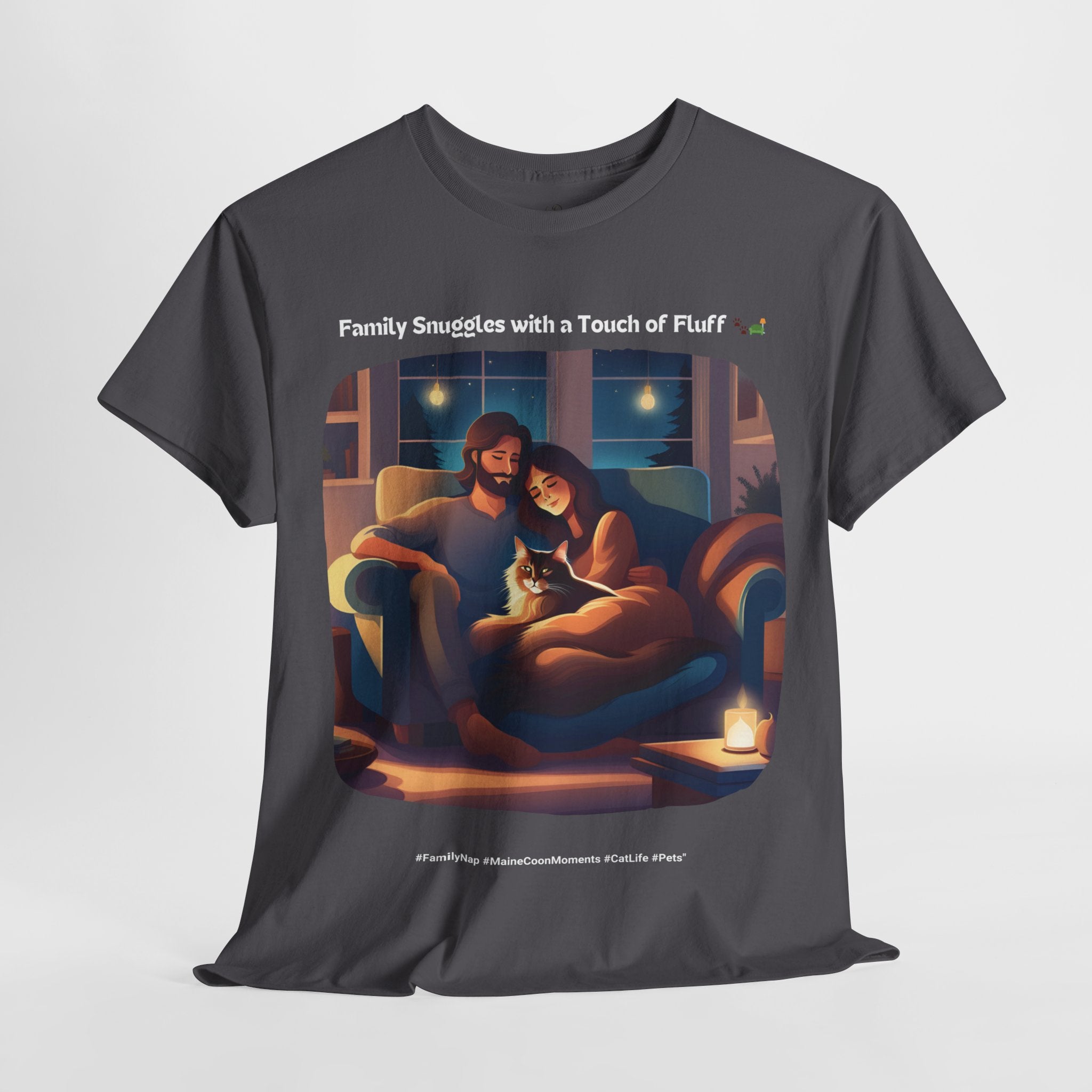 Unisex “Family Snuggles with a Touch of Fluff” Maine Coon T‑Shirt – Family Cuddle Cat Gift