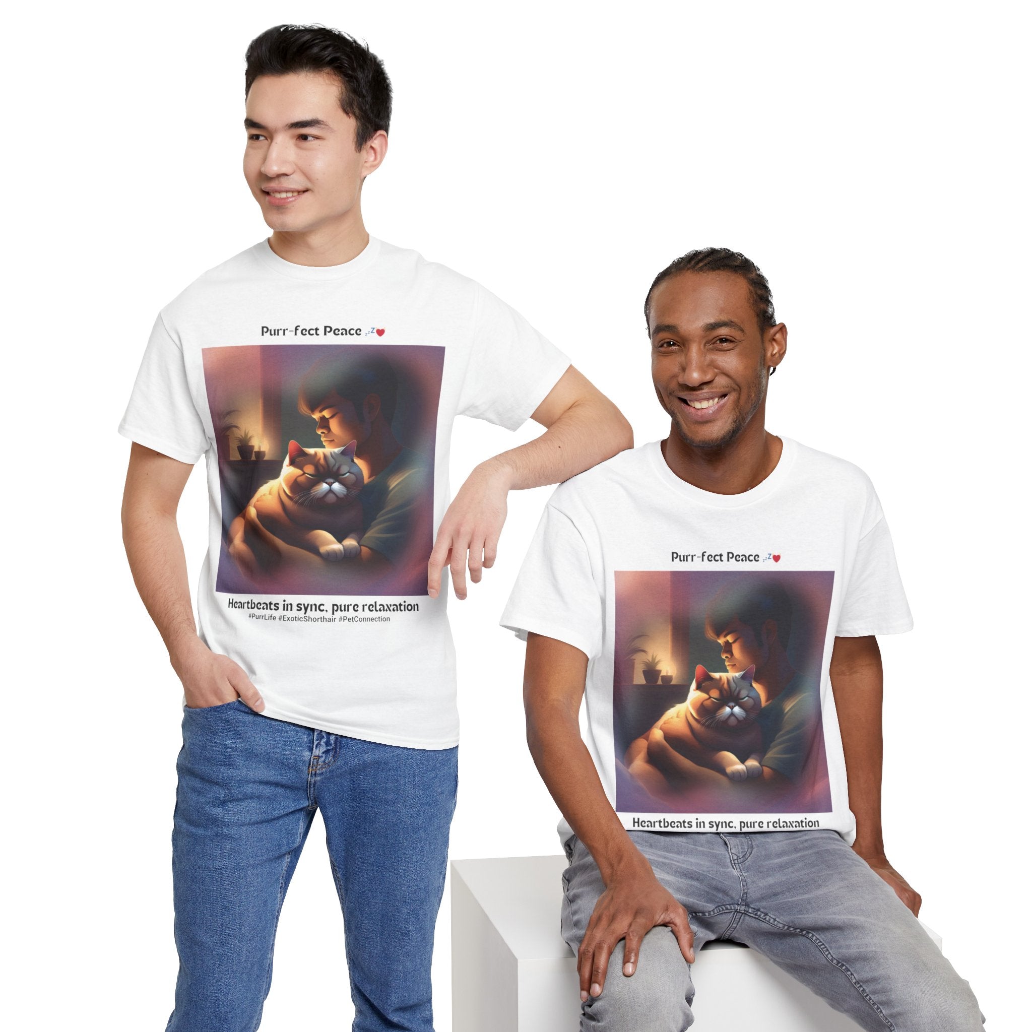 Men's - Purr-fect Peace: Exotic Shorthair Zen T-Shirt