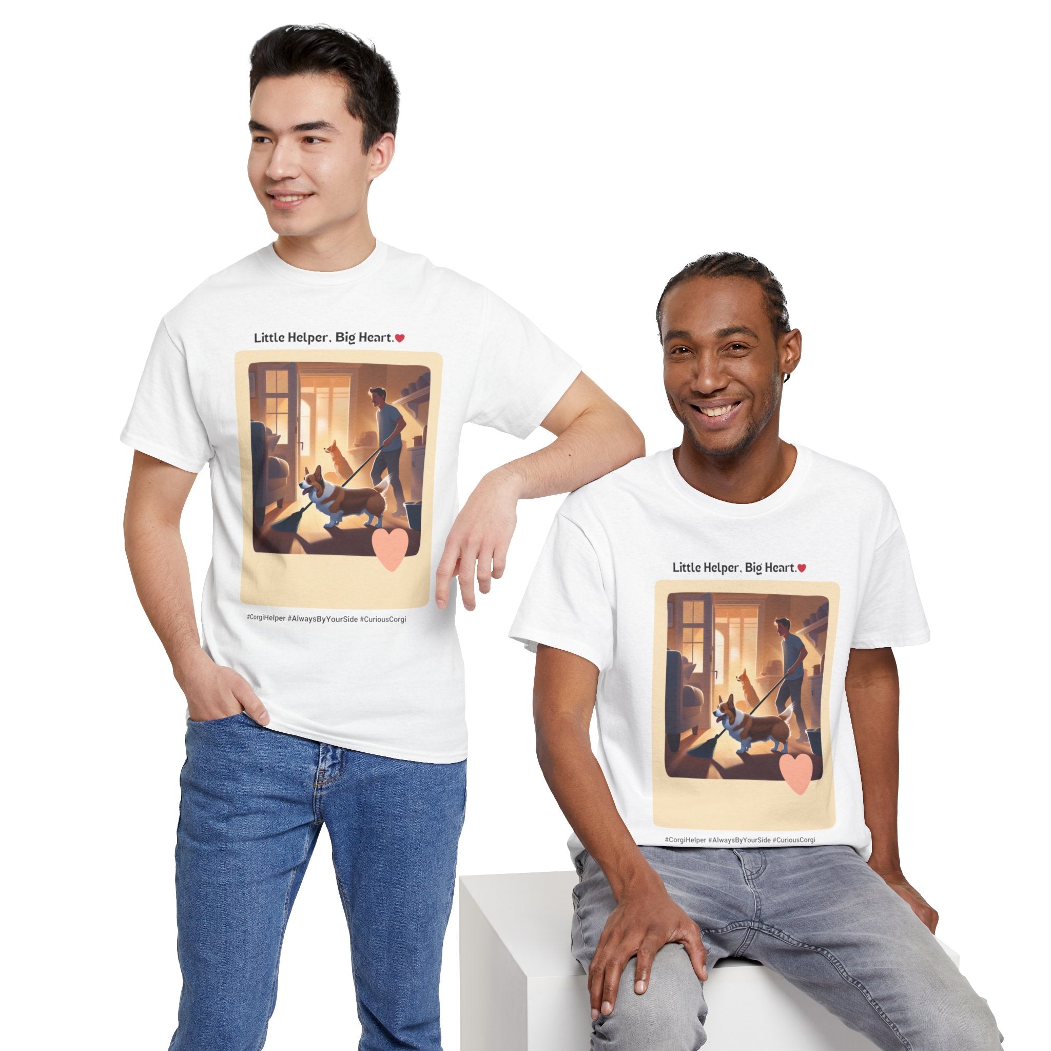 Men's - Little Helper, Big Heart: Corgi T-Shirt