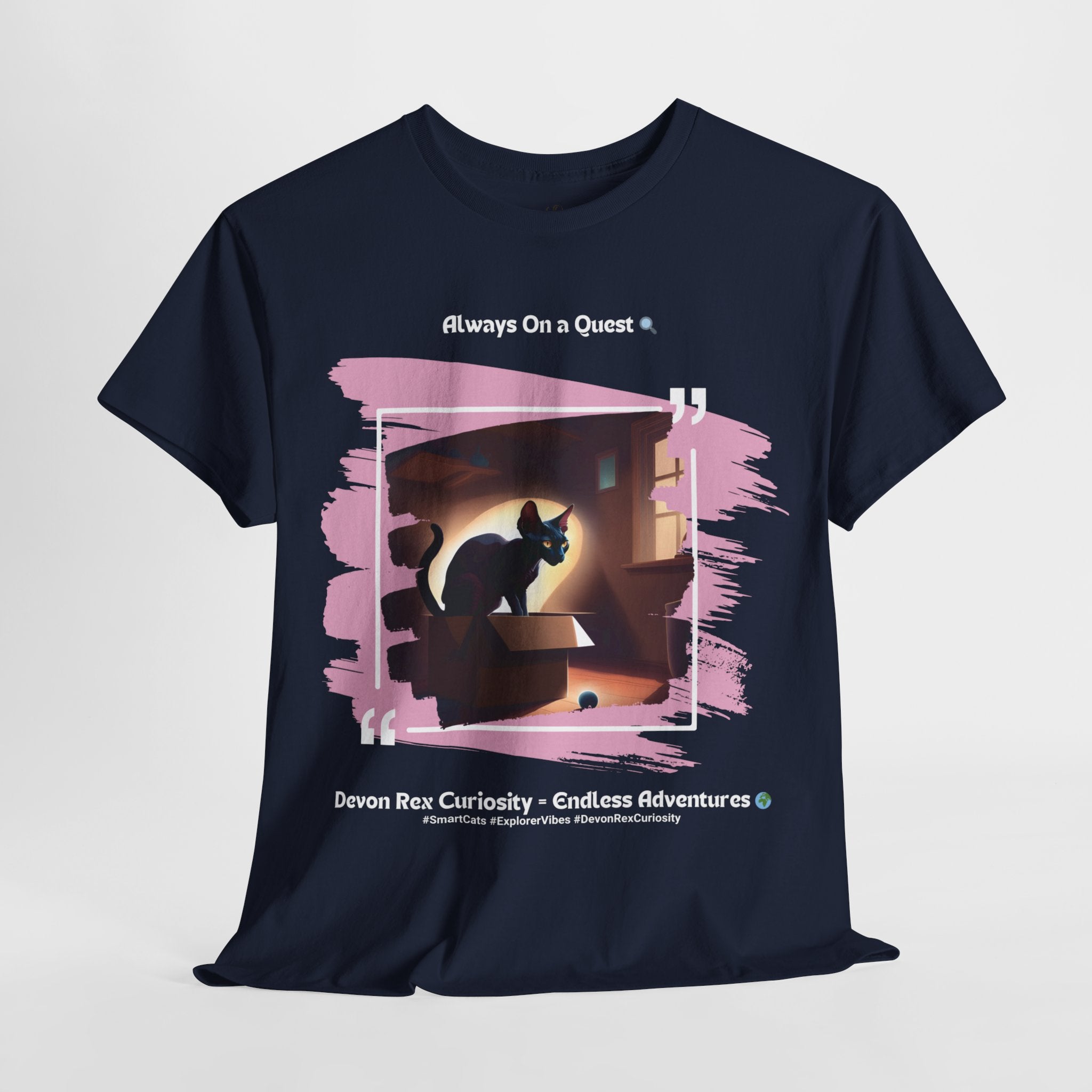 Unisex “Always On a Quest” Devon Rex T‑Shirt – Curious Kitty Gift