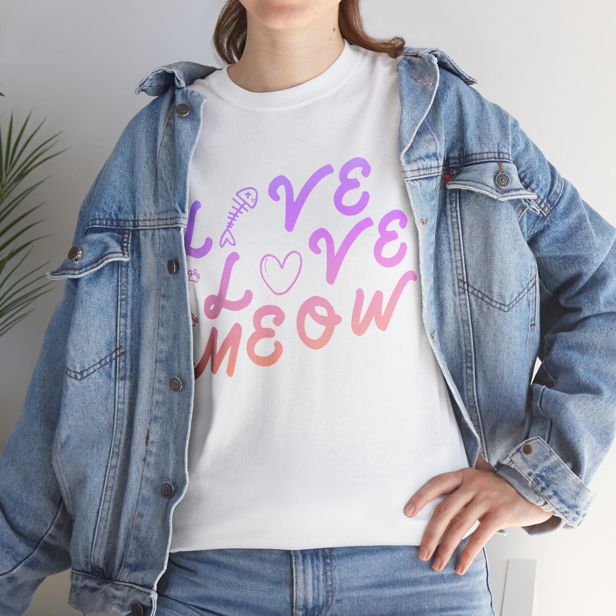 Unisex “Love, Meow, Live” T-Shirt – Cat Life Joy, Feline Lover Gift