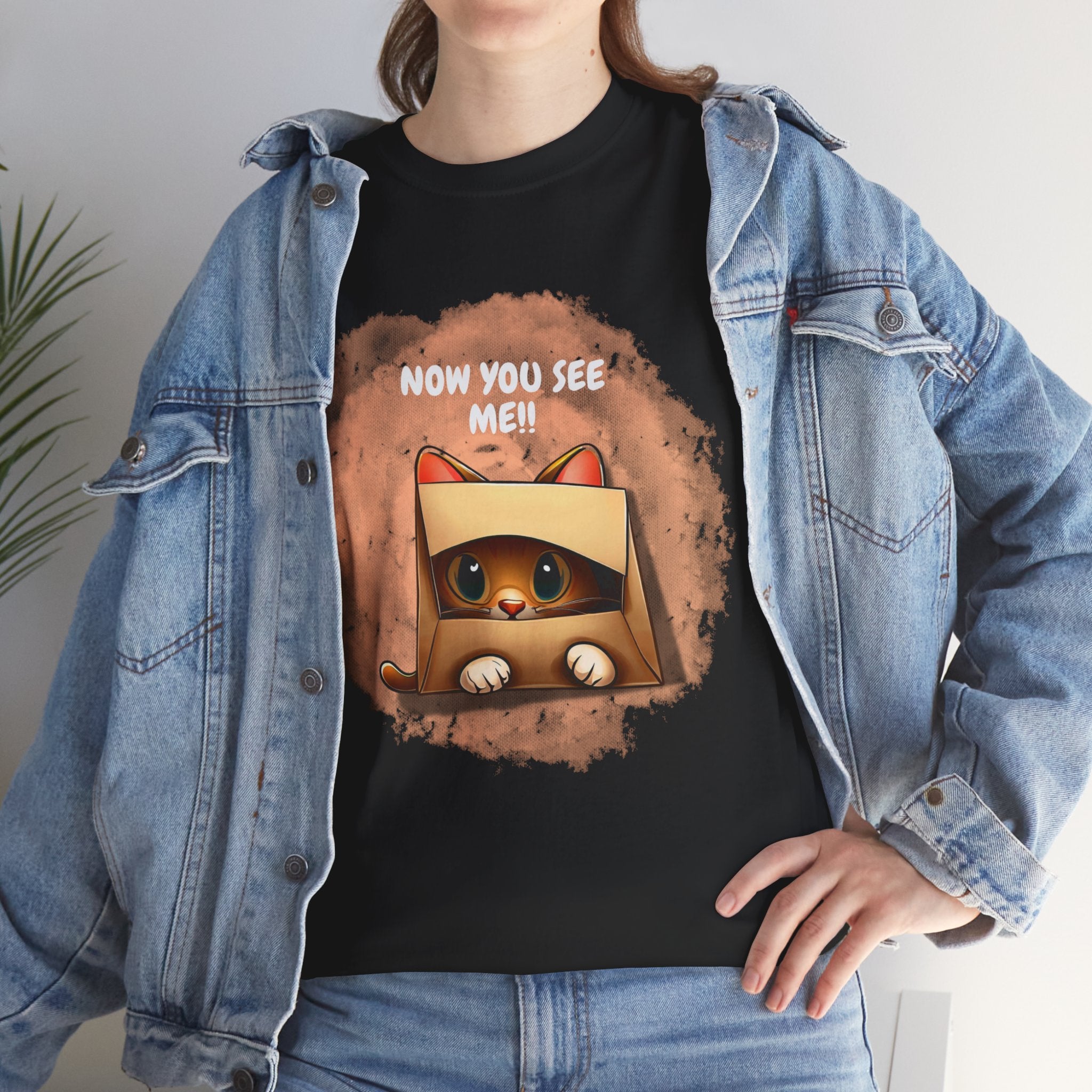 Unisex “Peek-a-Boo Kitty” T-Shirt – Sneaky Whiskers, Cat Lover Gift