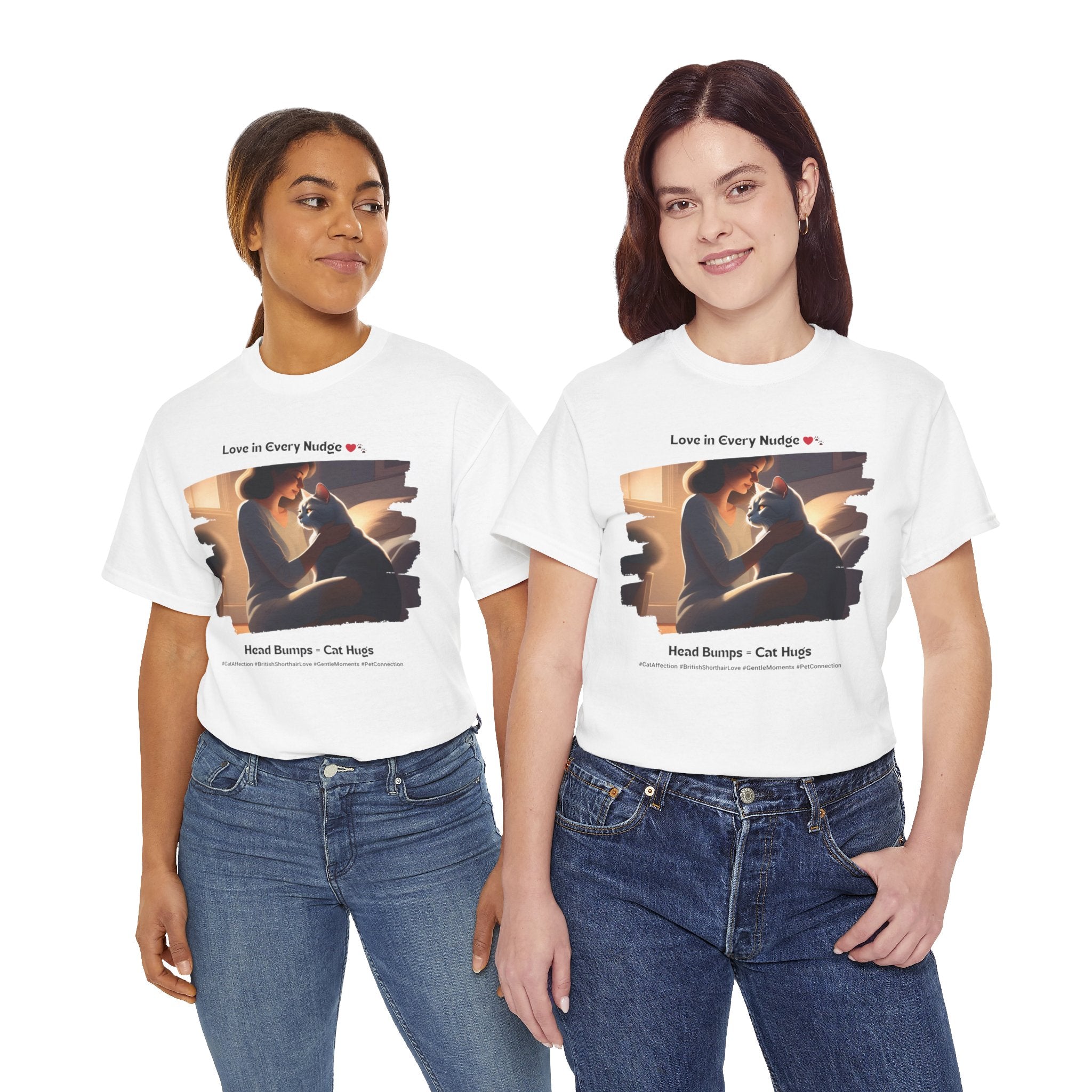 Women’s “Head Bumps = Cat Hugs” British Shorthair T‑Shirt – Affectionate Kitty Mom Gift