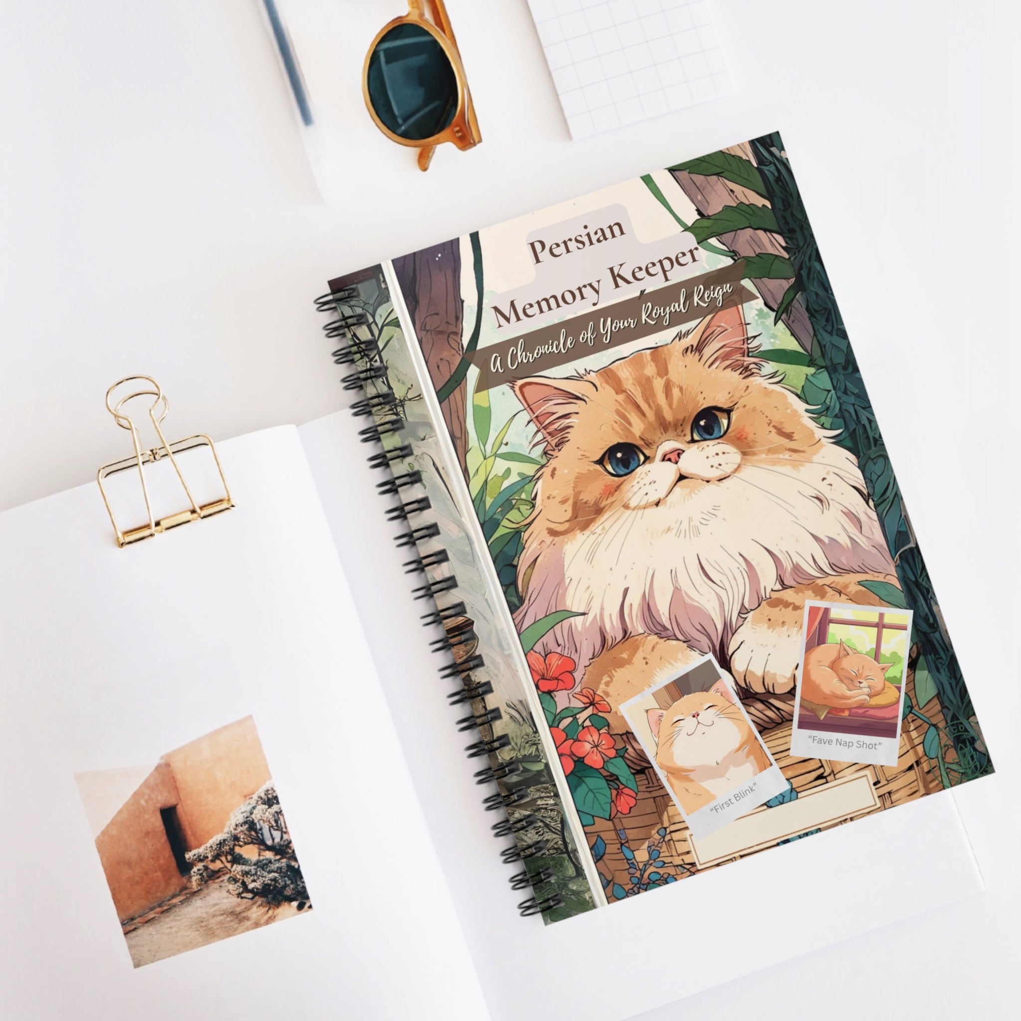 Persian Cat Spiral Notebook – Polaroid-Style Memory Keeper, Scrapbook for Cat Lovers, Gift for Cat Owners, Journaling, Back to School, Cute Stationery