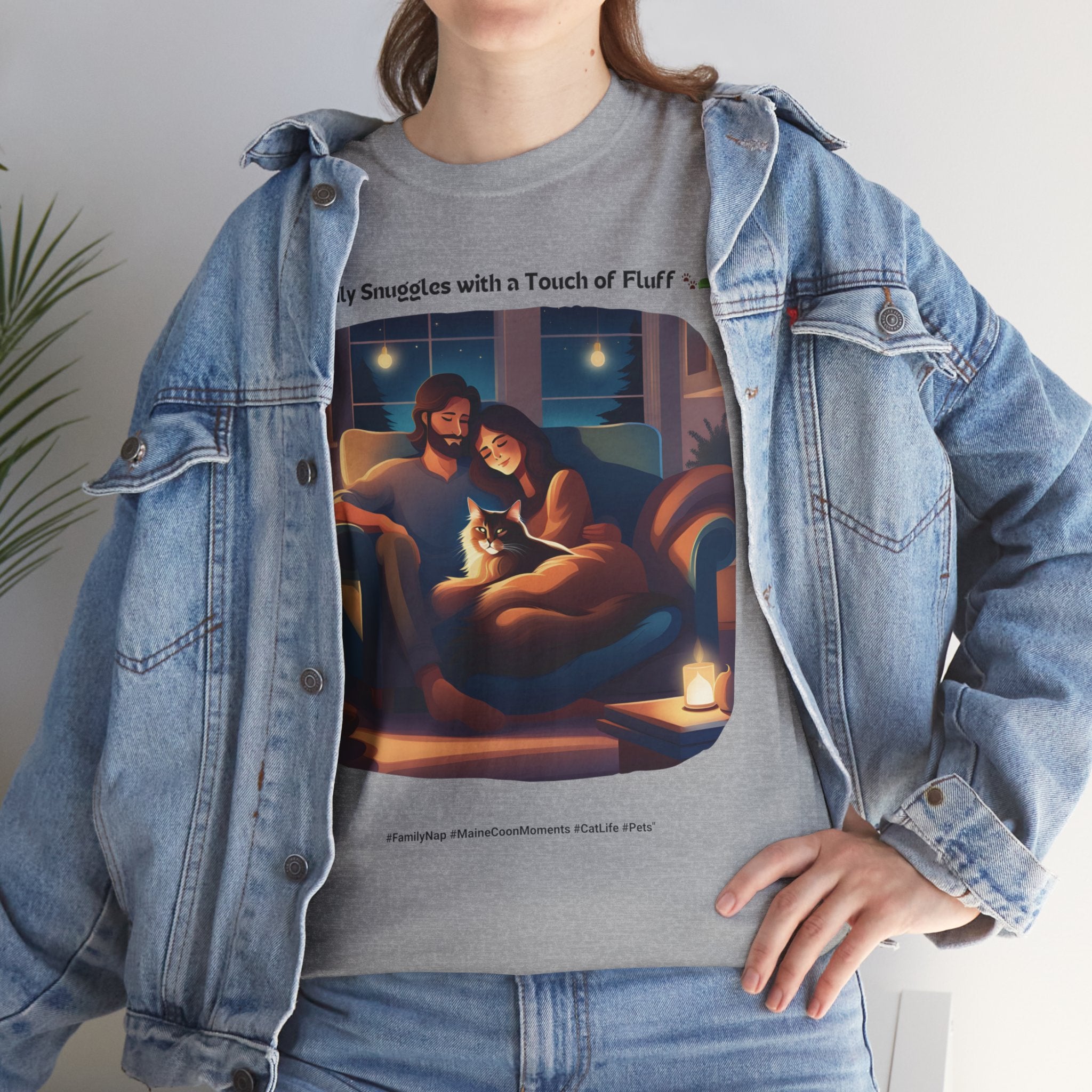Unisex “Family Snuggles with a Touch of Fluff” Maine Coon T‑Shirt – Family Cuddle Cat Gift