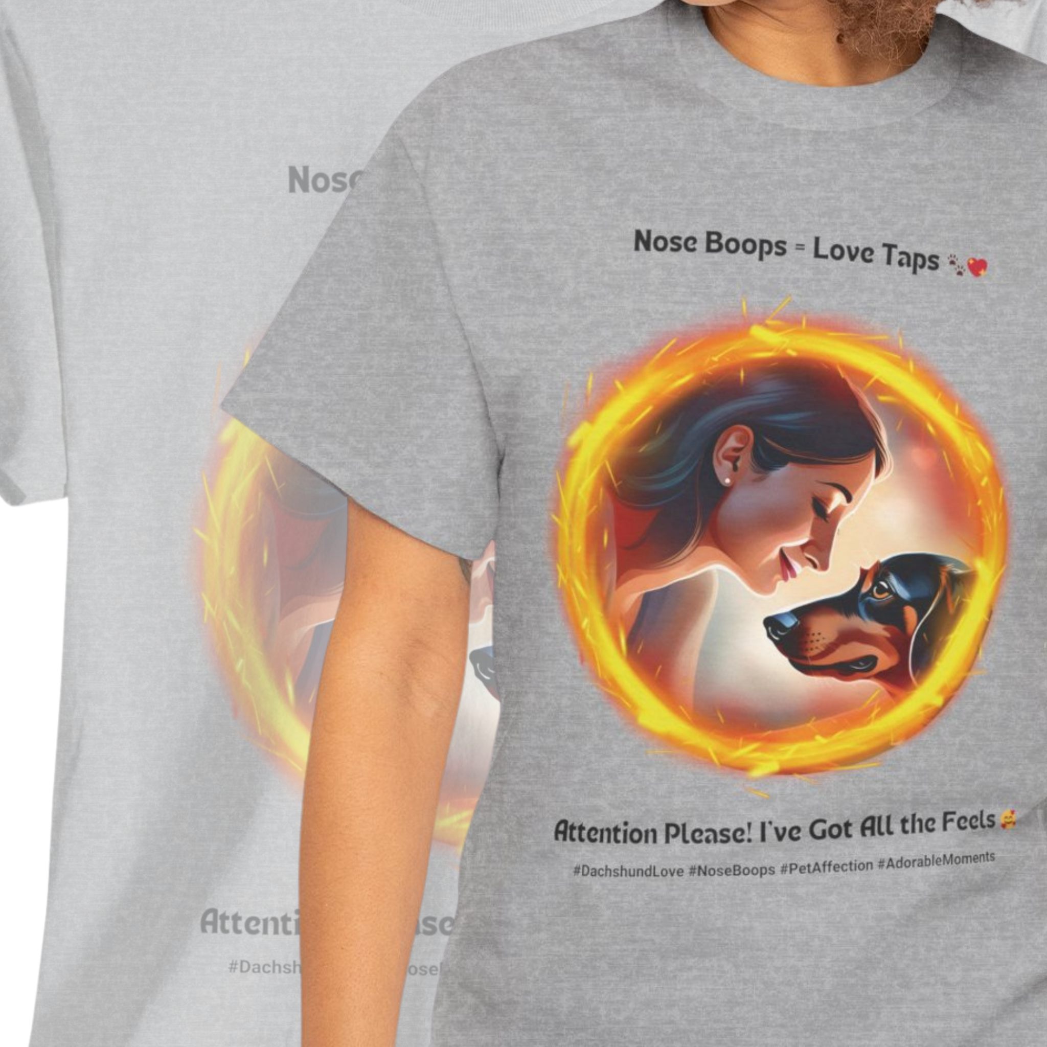 Women’s “Nose Boops = Love Taps” Dachshund T‑Shirt – Affectionate Pup Mom Gift