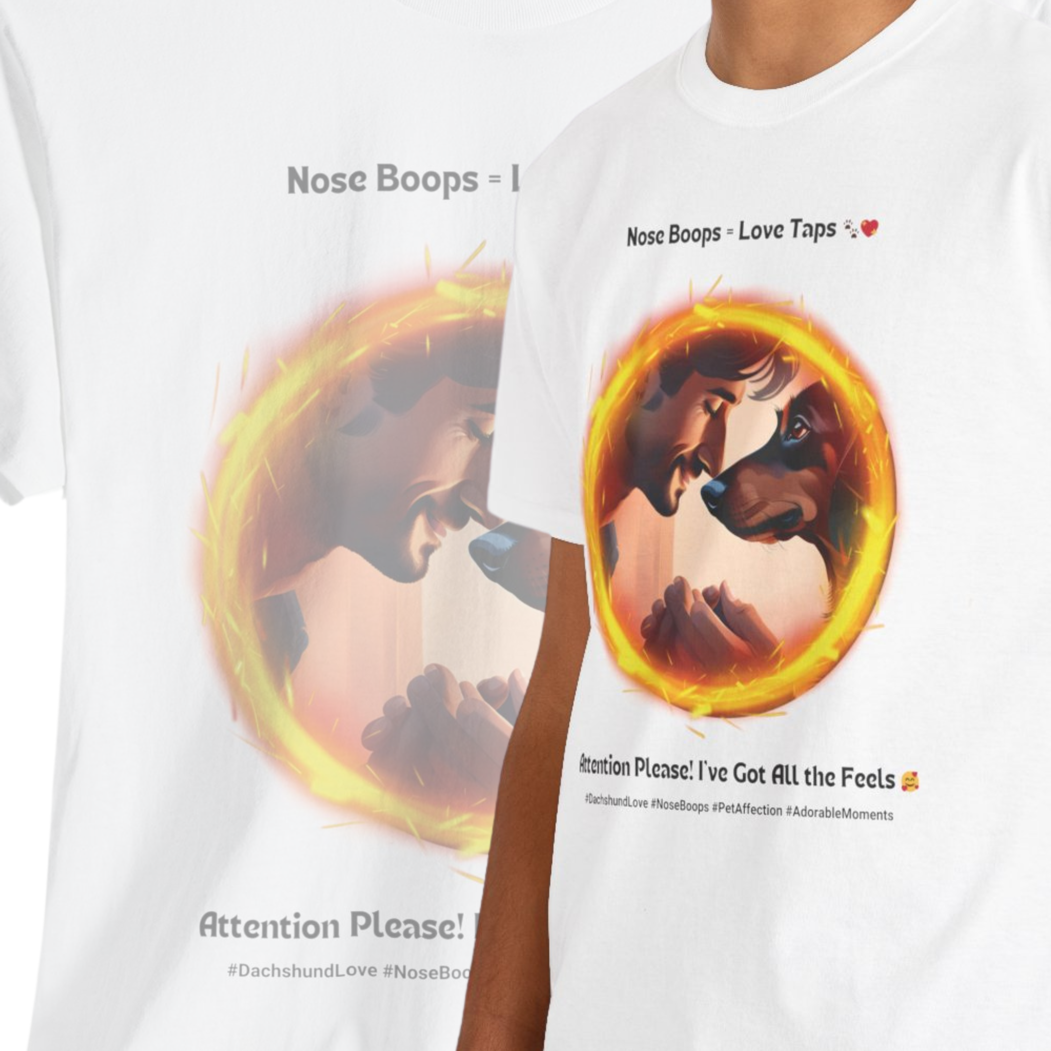 Men’s “Nose Boops = Love Taps” Dachshund T‑Shirt – Affectionate Pup Dad Gift