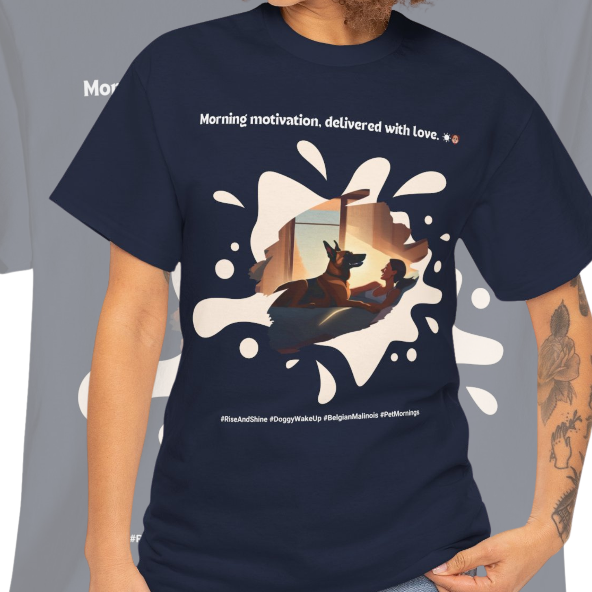 Women’s “Morning Motivation” Belgian Malinois T‑Shirt – Upbeat Start Gift