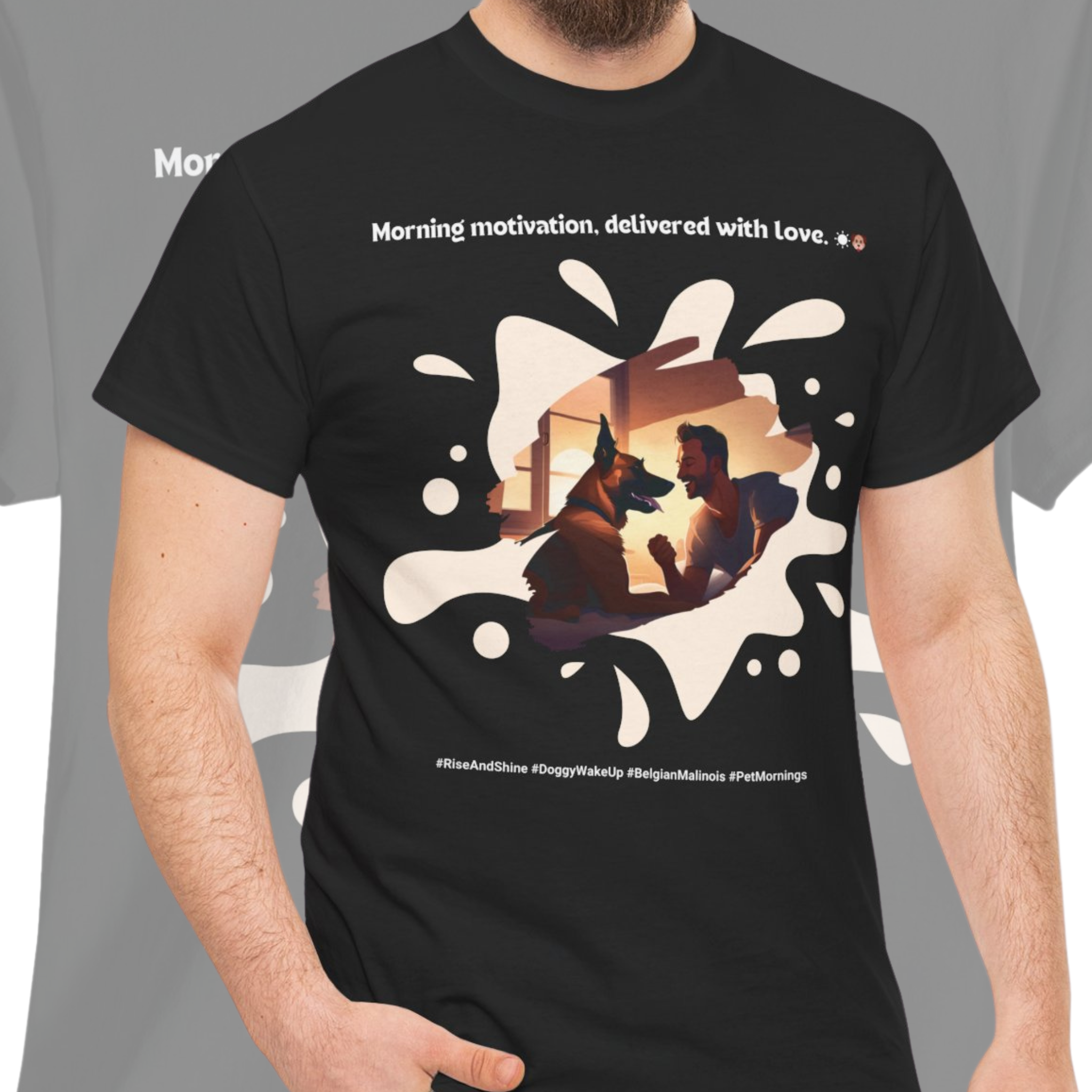 Men’s “Morning Motivation” Belgian Malinois T‑Shirt – Energized Dad Gift
