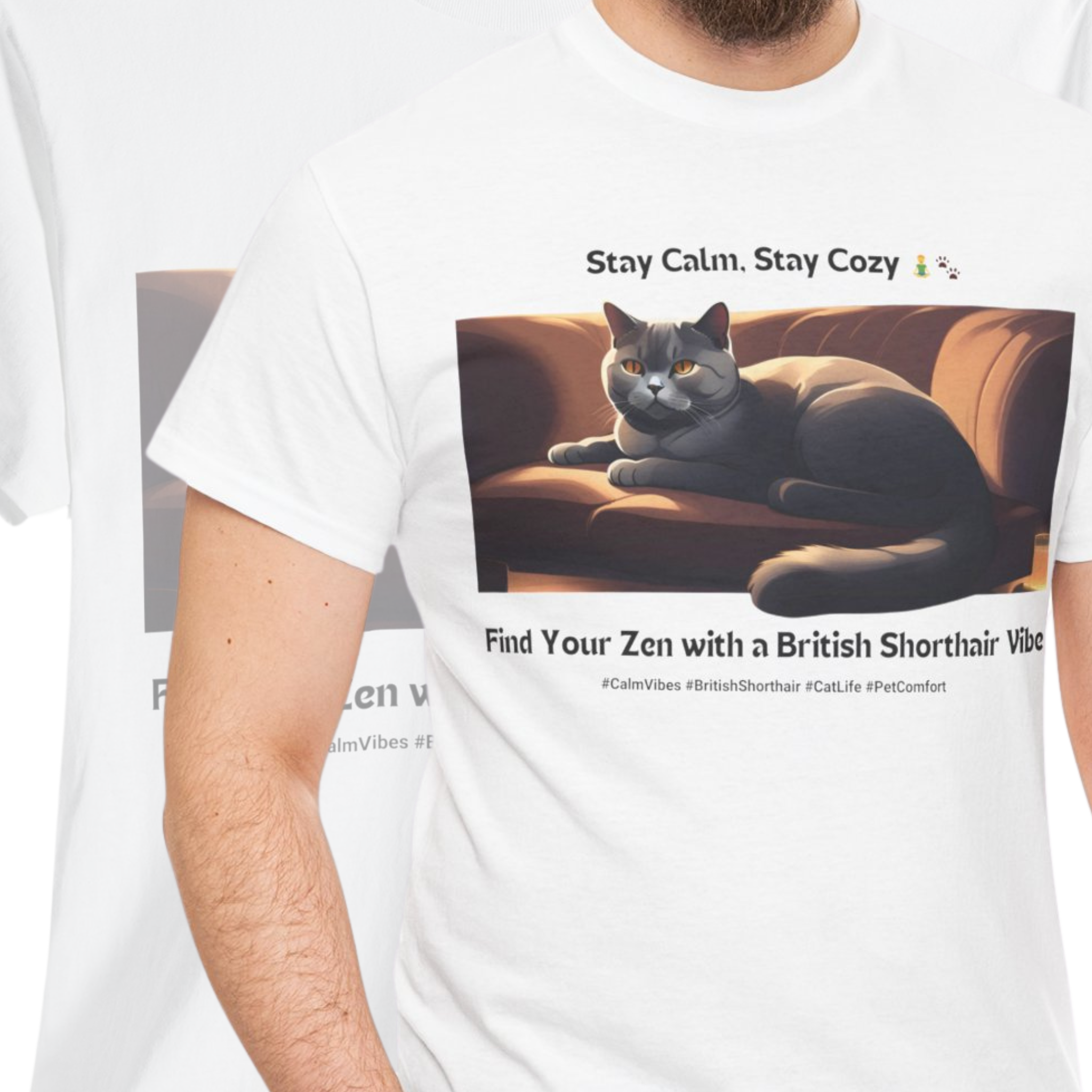 Unisex “Zenful Purr” British Shorthair T‑Shirt – Serene Kitty Gift
