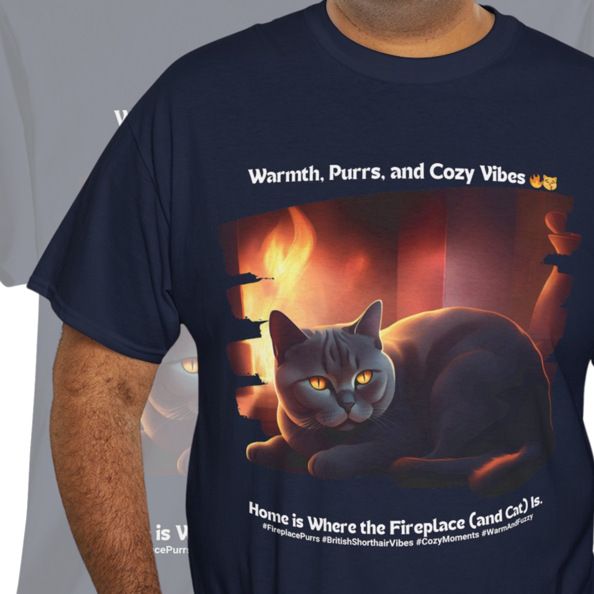 Unisex “Home Is Where the Cat Is” British Shorthair T‑Shirt – Home Kitty Gift