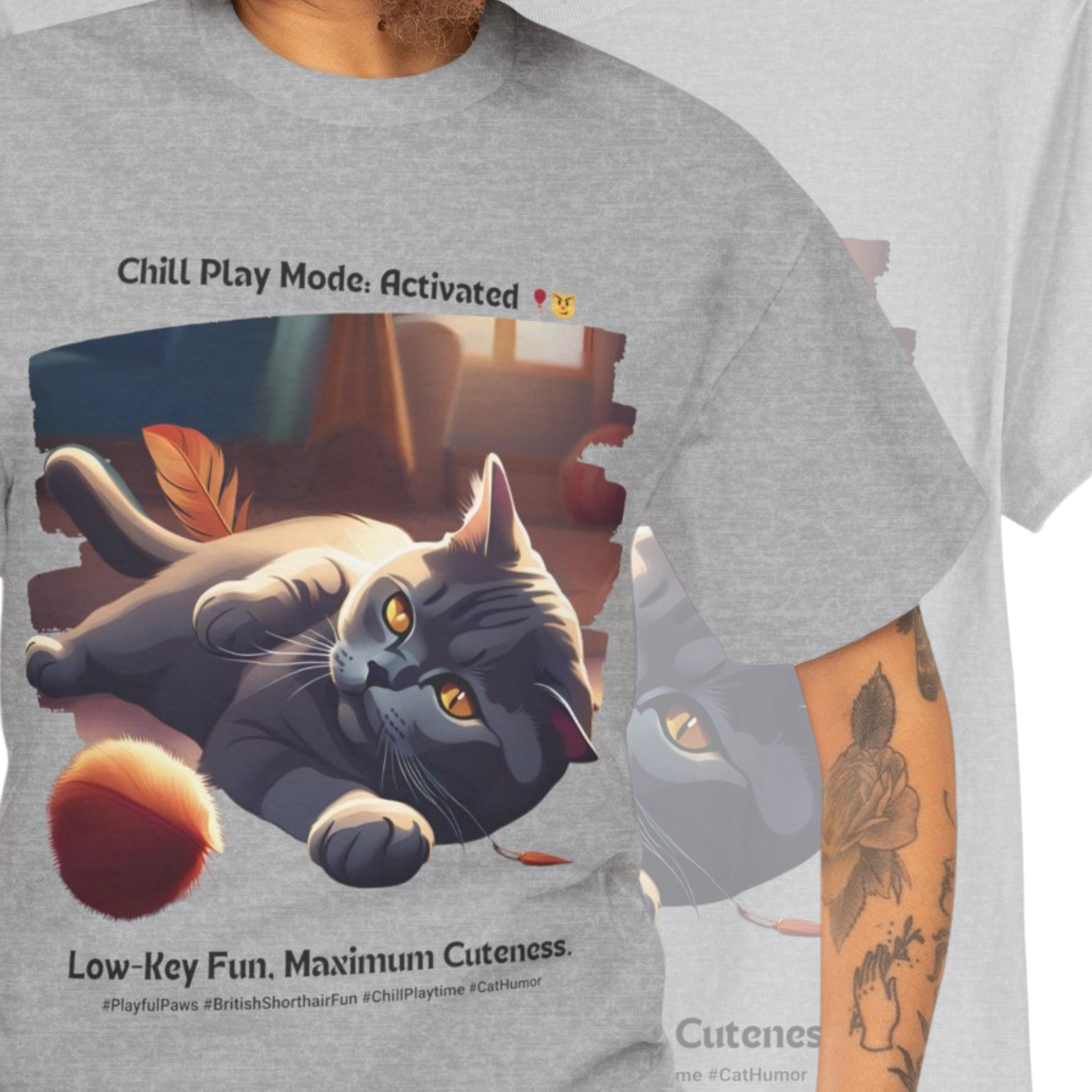 Unisex “Chill Play Mode: Activated” British Shorthair T‑Shirt – Playful Kitty Gift