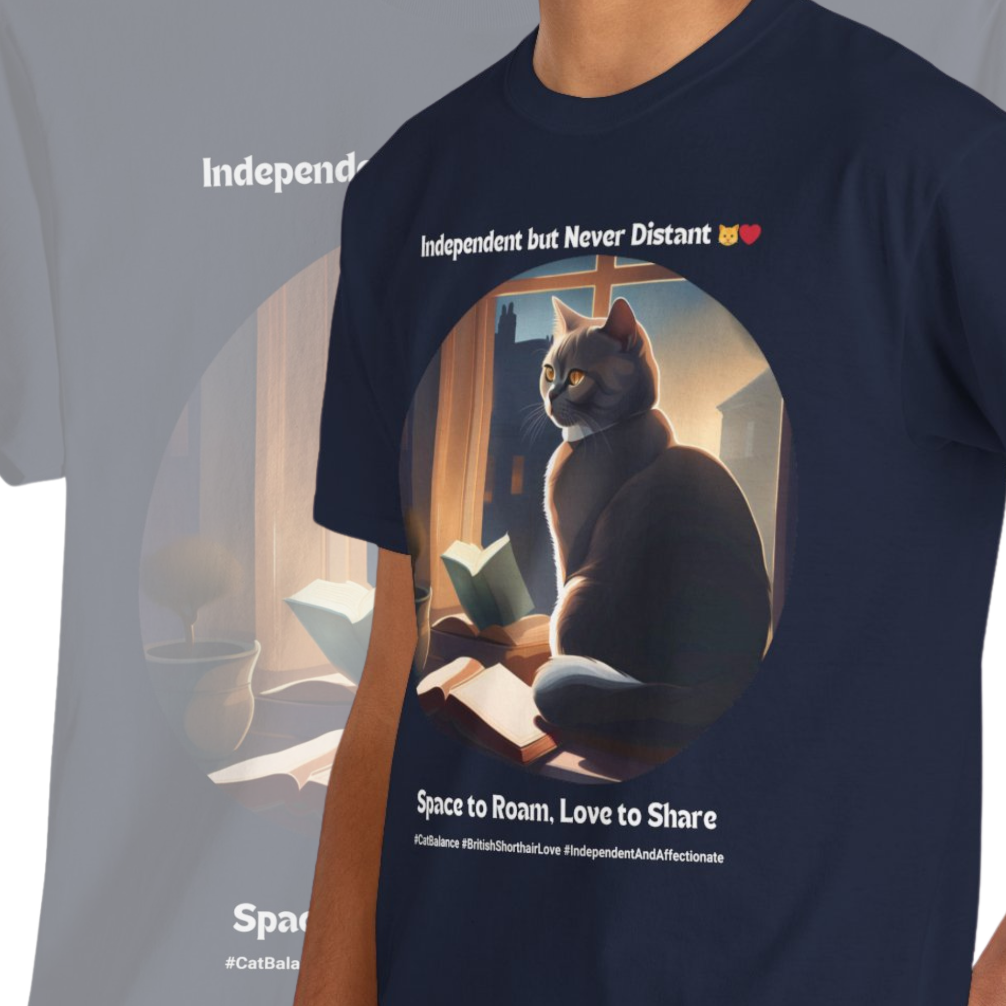 Data cleanup Unisex “Space to Roam, Love to Share” British Shorthair T‑Shirt – Independent Kitty Gift
