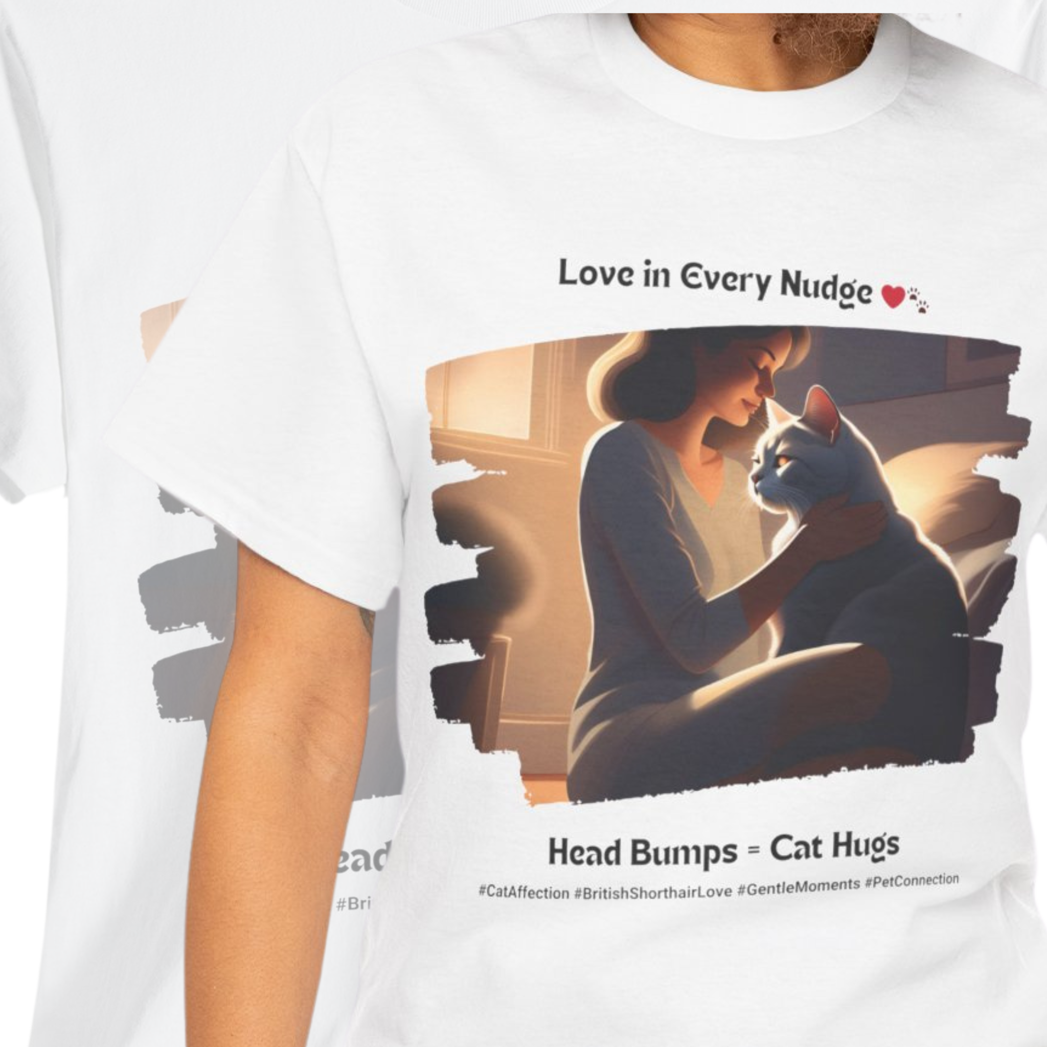 Women’s “Head Bumps = Cat Hugs” British Shorthair T‑Shirt – Affectionate Kitty Mom Gift