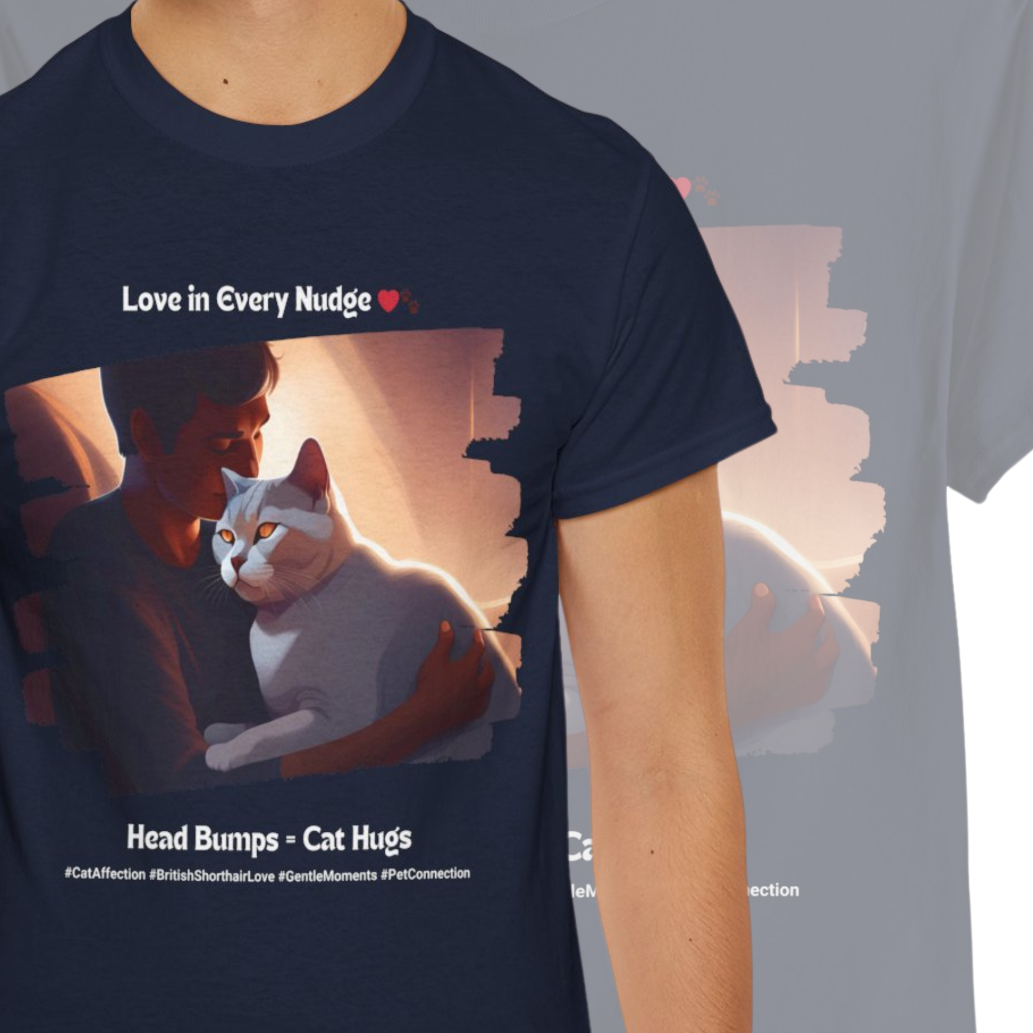 Men’s “Head Bumps = Cat Hugs” British Shorthair T‑Shirt – Affectionate Kitty Dad Gift