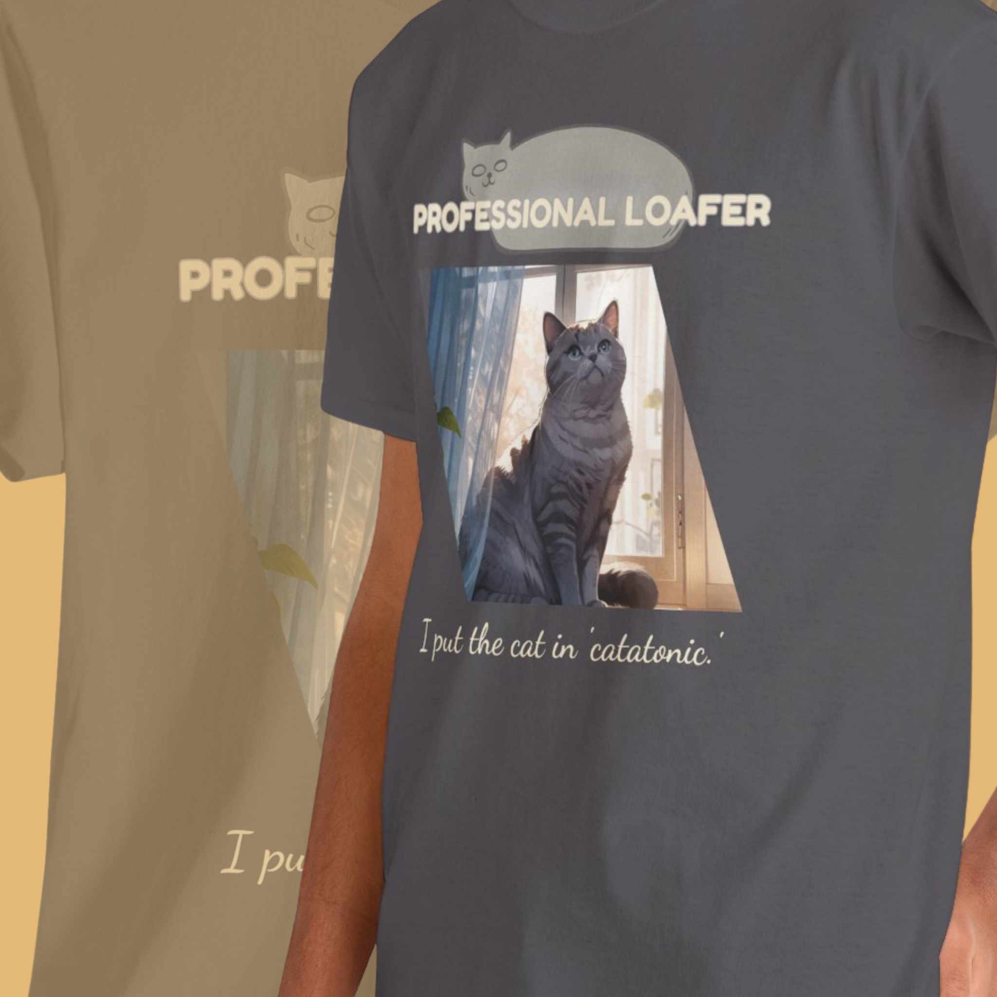 Unisex “Professional Loafer” British Shorthair Cat T-Shirt – Relaxed Fit Funny Pet Shirt