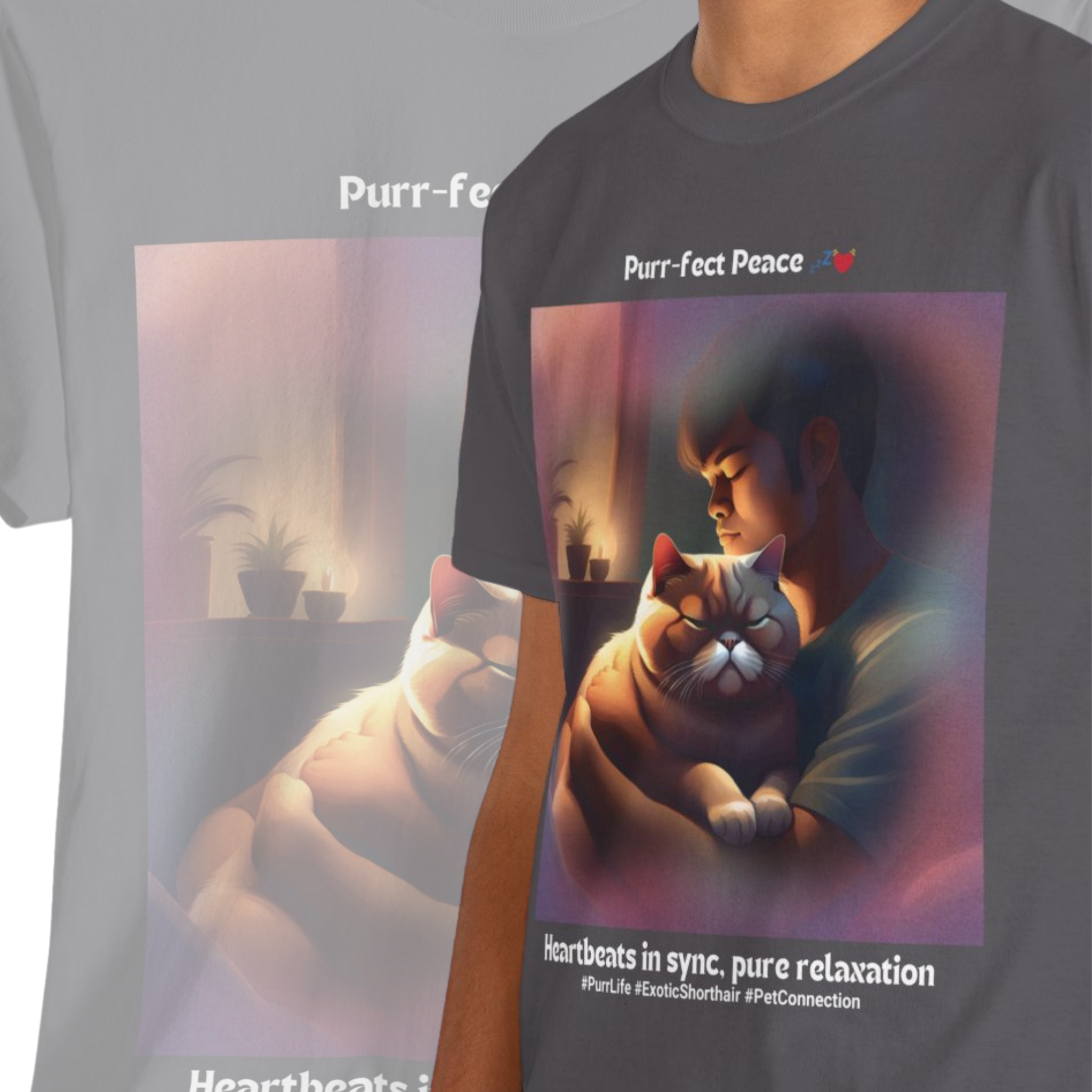 Men’s “Purr‑fect Peace” Exotic Shorthair T‑Shirt – Zen Kitty Dad Gift
