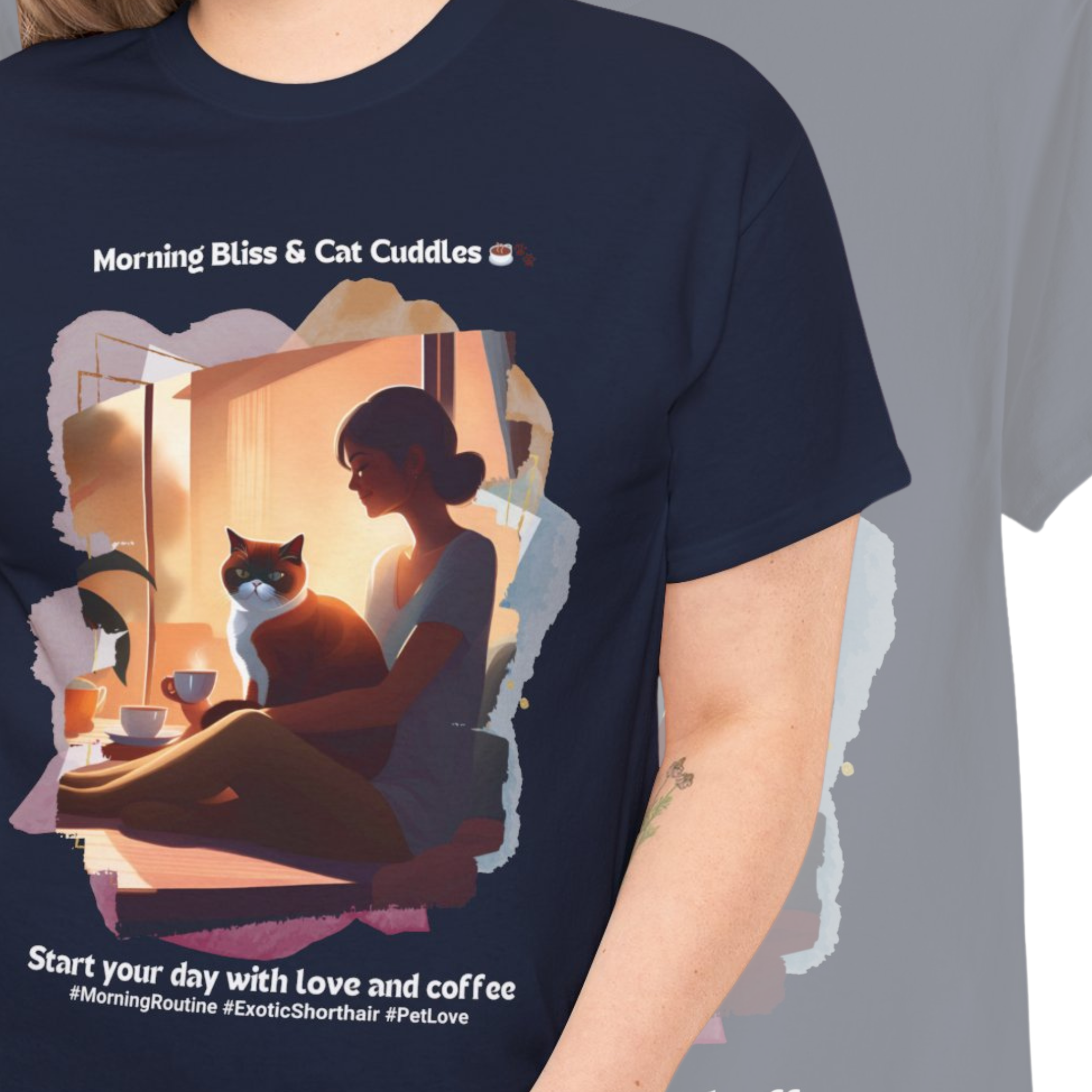 Women's - Morning Bliss & Cat Cuddles: Exotic Shorthair T-Shirt