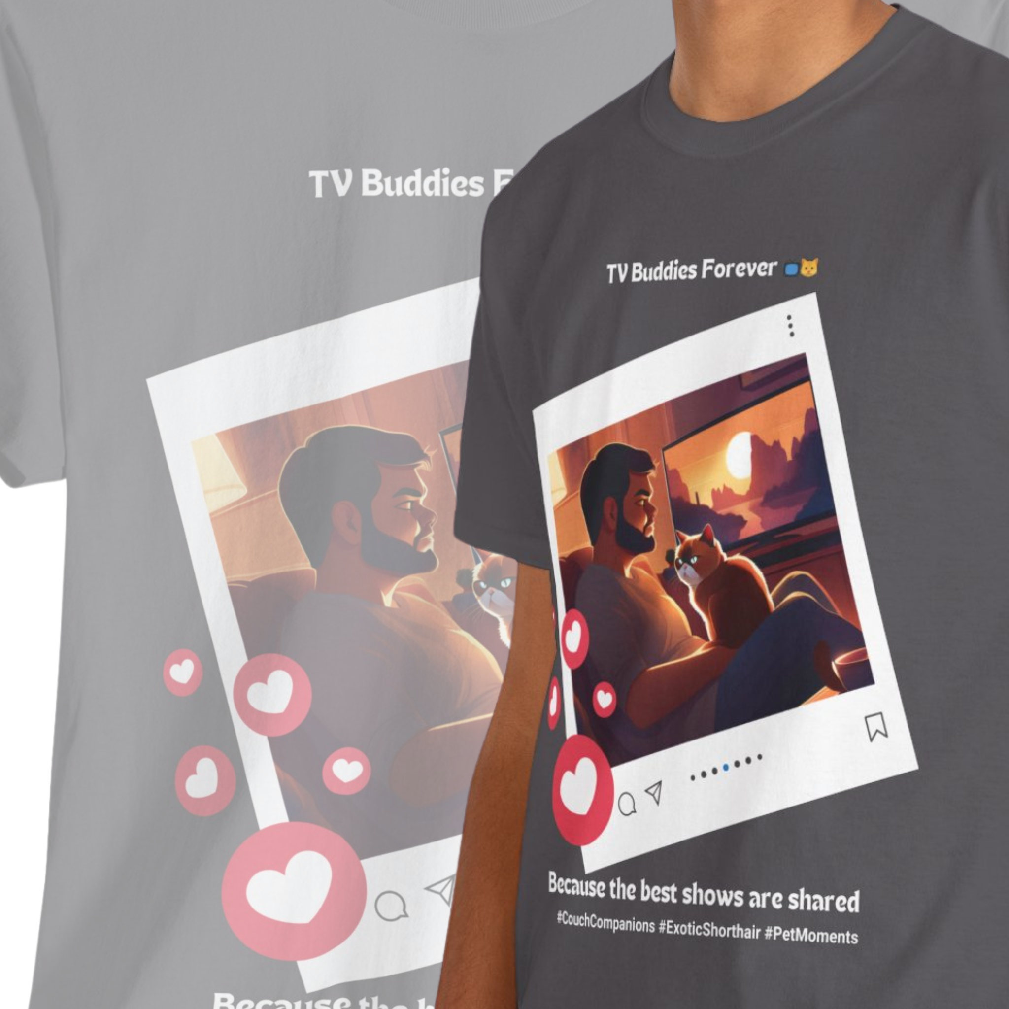 Men's - TV Buddies Forever: Exotic Shorthair Love T-Shirt