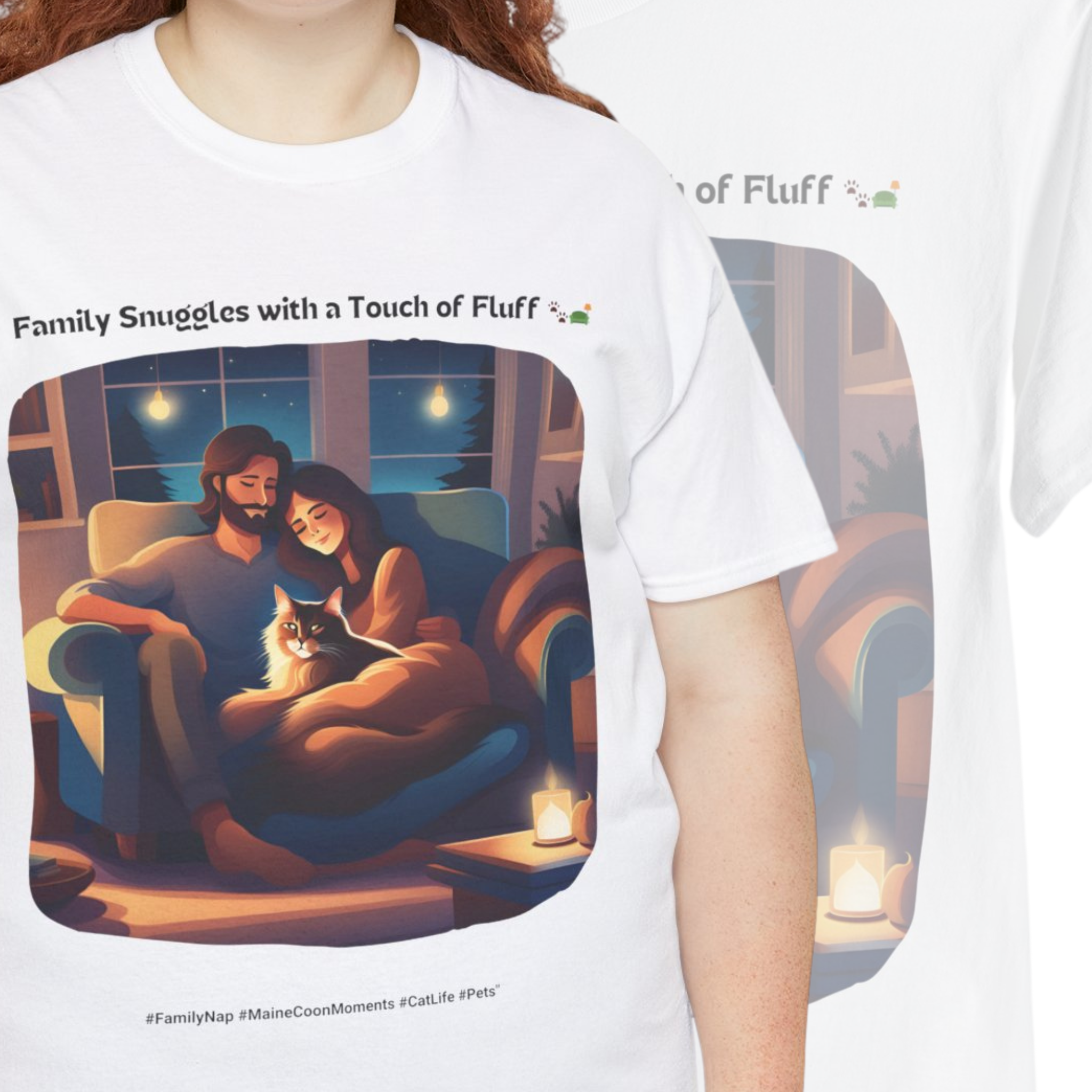 Unisex “Family Snuggles with a Touch of Fluff” Maine Coon T‑Shirt – Family Cuddle Cat Gift