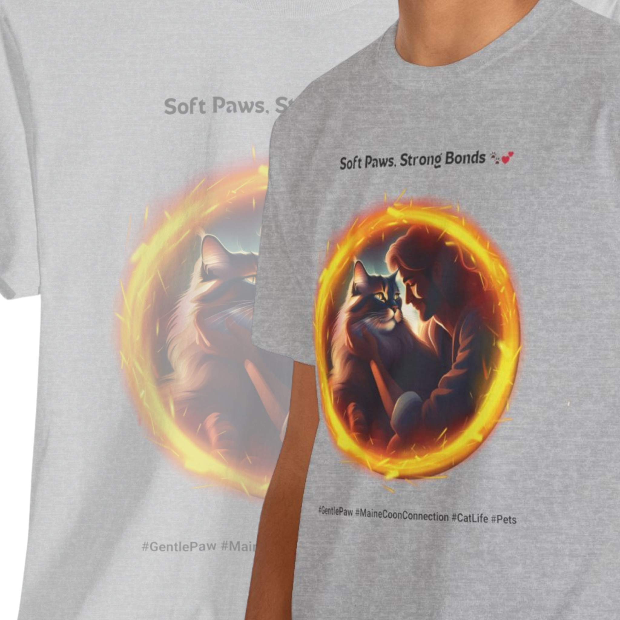 Men’s “Soft Paws, Strong Bonds” Maine Coon T‑Shirt – Gentle Giant Dad Gift