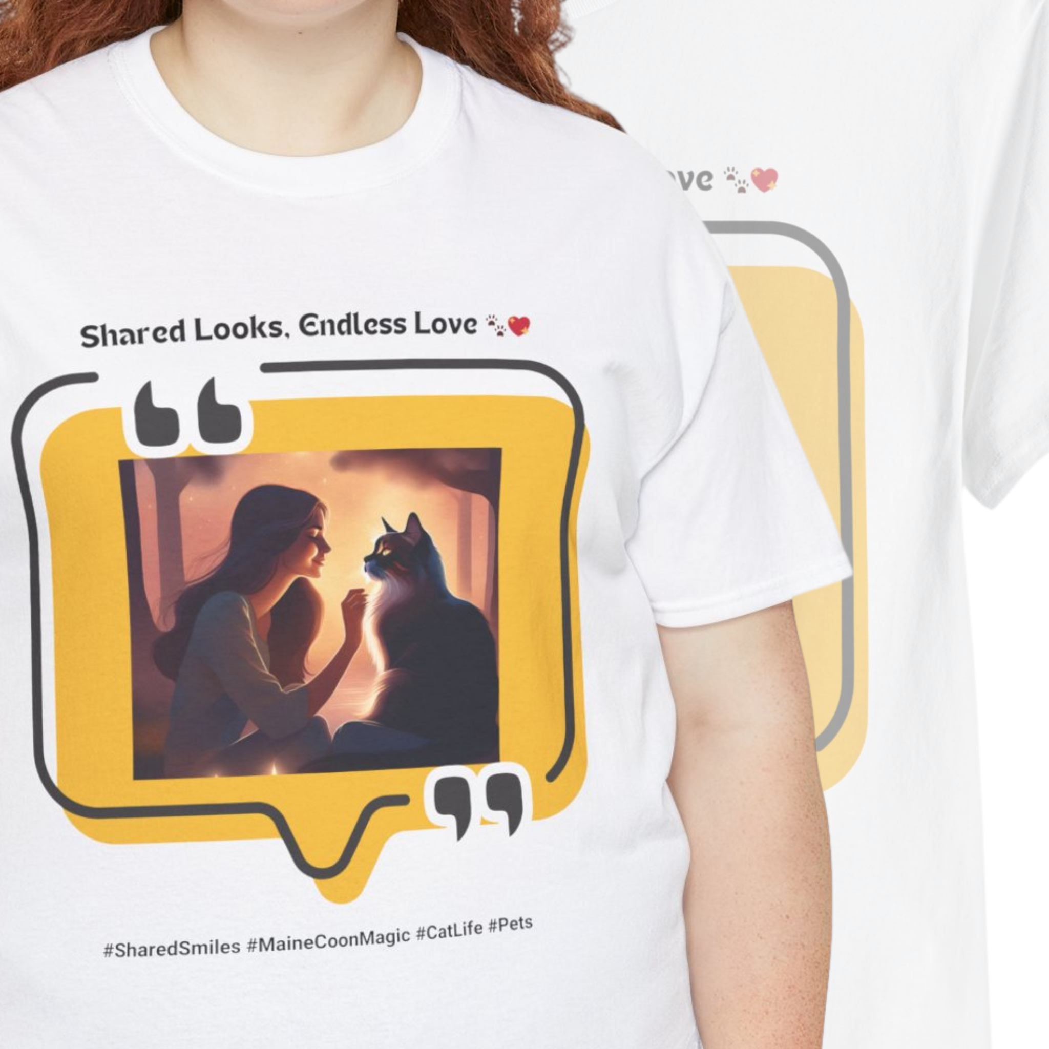 Women’s “Shared Looks, Endless Love” Maine Coon T‑Shirt – Bonding Cat Mom Gift